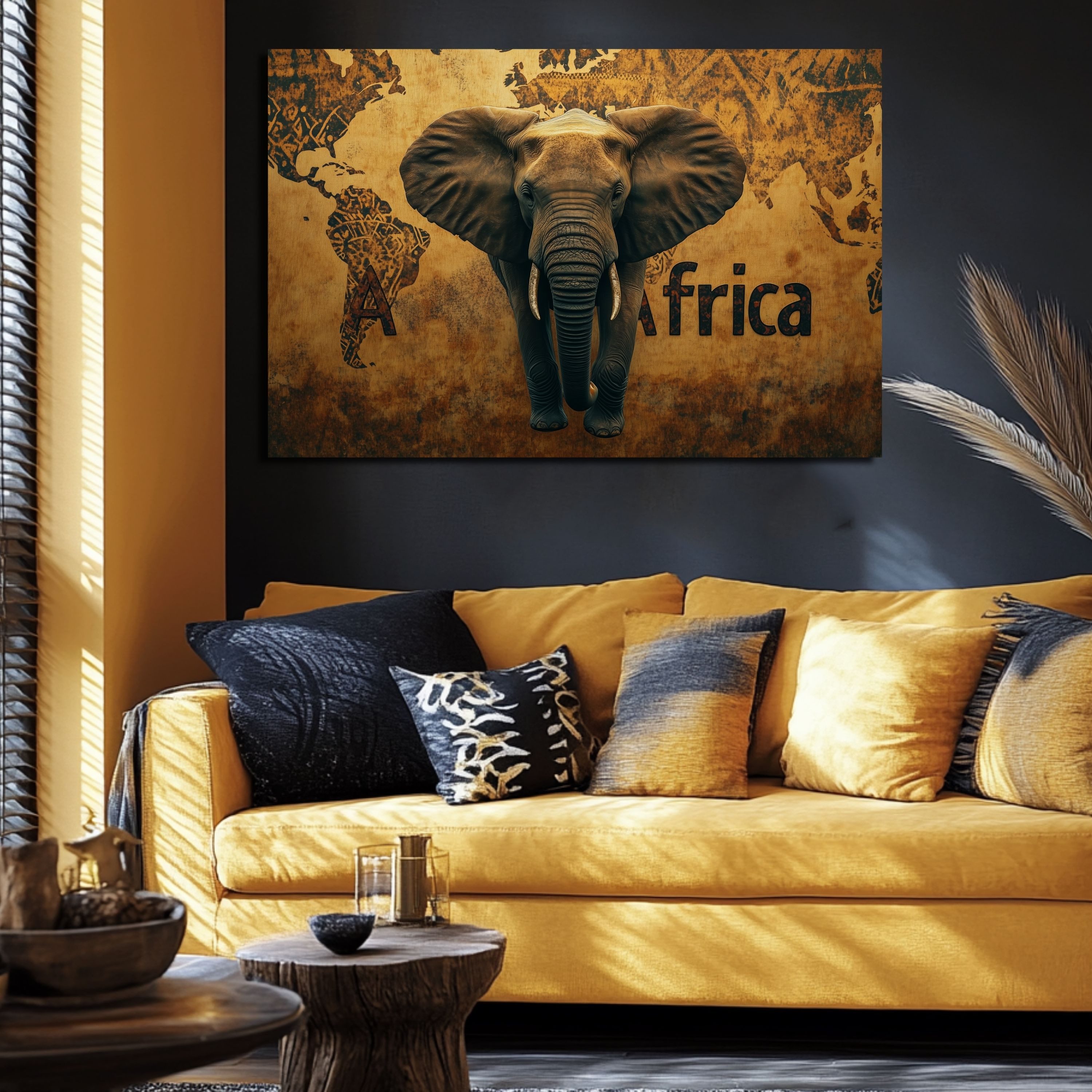 DARO Design Leinwandbild Modern Abstrakt Wandbilder XXL Wandbild Wand Deko Leinwand Bilder, (Elefant - Bild Groß Wohnzimmer Schlafzimmer Küche Esszimmer Einteilig Querformat Fotodruck Leinwände Wanddeko Abstrakte Kunst Boho), 30x20cm