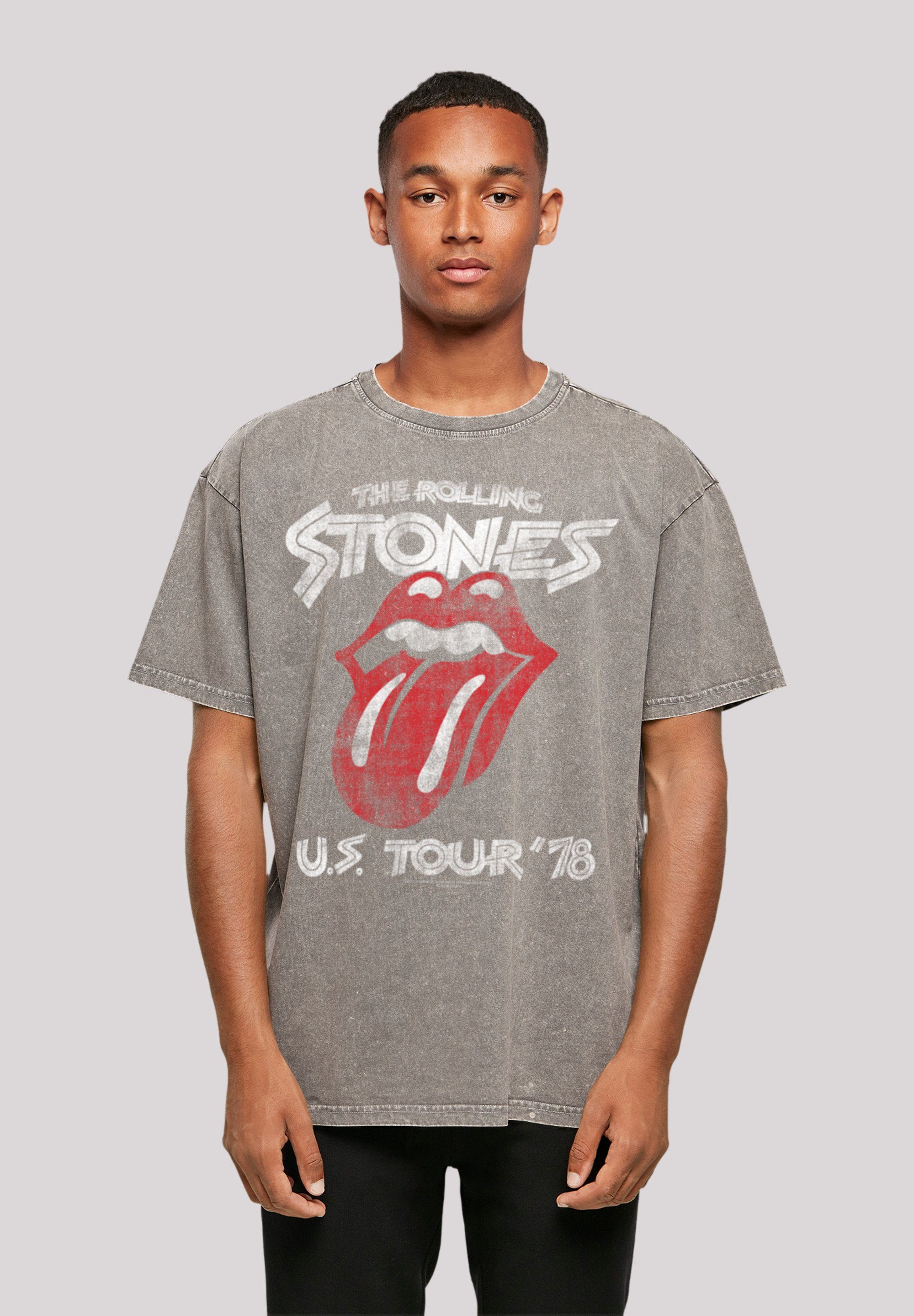 F4NT4STIC T-Shirt The Rolling Stones US Tour '78 Print Asphalt