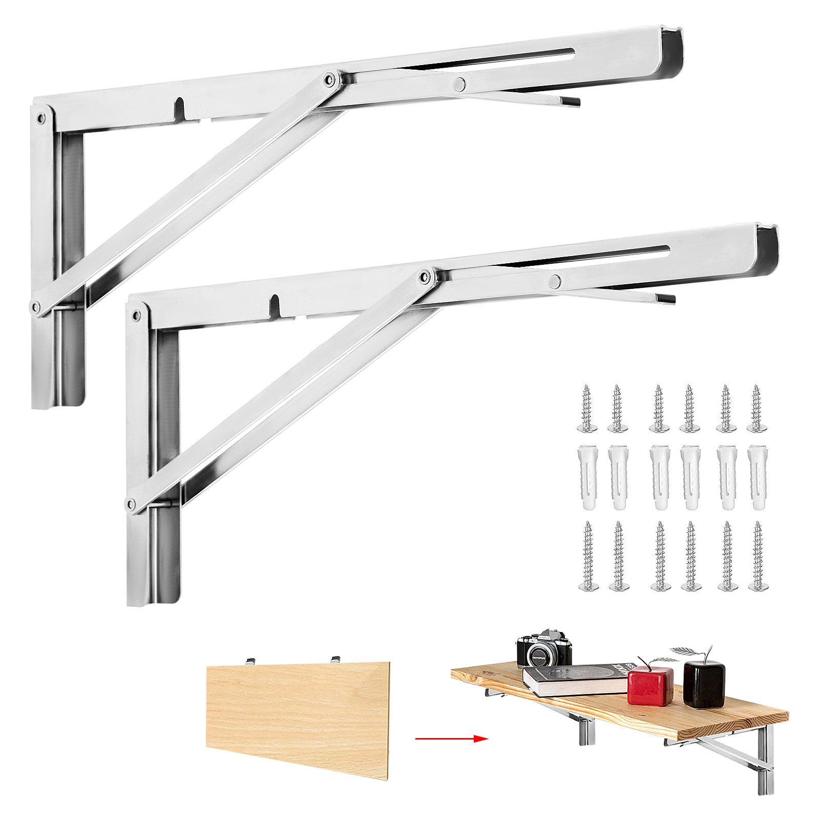 Youyijia Unterstellregal 2STK Klappkonsole 400mm Edelstahl Regal Klammern