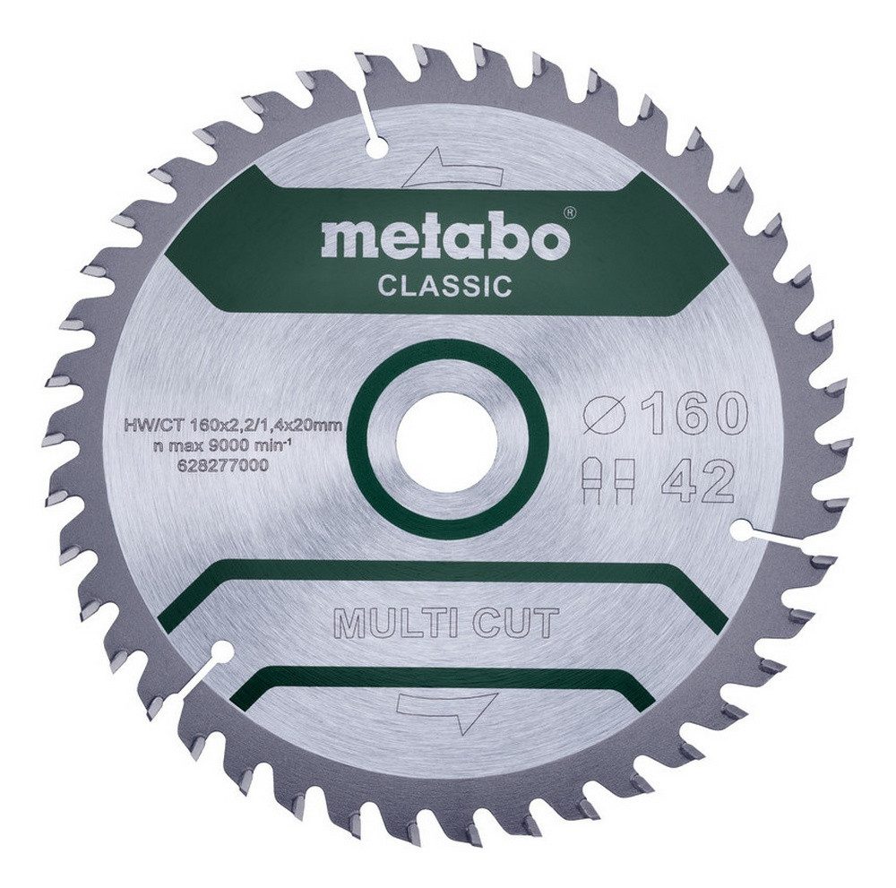 metabo Kreissägeblatt, "multi cut - classic", 160 x 20 mm, Zähnezahl 42, Flach-/Trapezzahn 5°