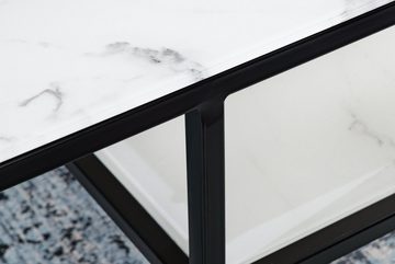 riess-ambiente Couchtisch BOUTIQUE 90cm weiß / schwarz (1-St), Wohnzimmer · Kristallglas · Metall · eckig · Marmor-Dekor · Barock