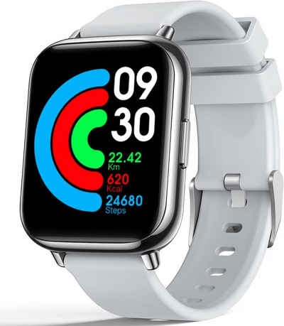 AGPTEK Smartwatch (1,69 Zoll, iOS und Android), Armbanduhr mit Musiksteuerung Herzfrequenz Wasserdicht Fitness Tracker