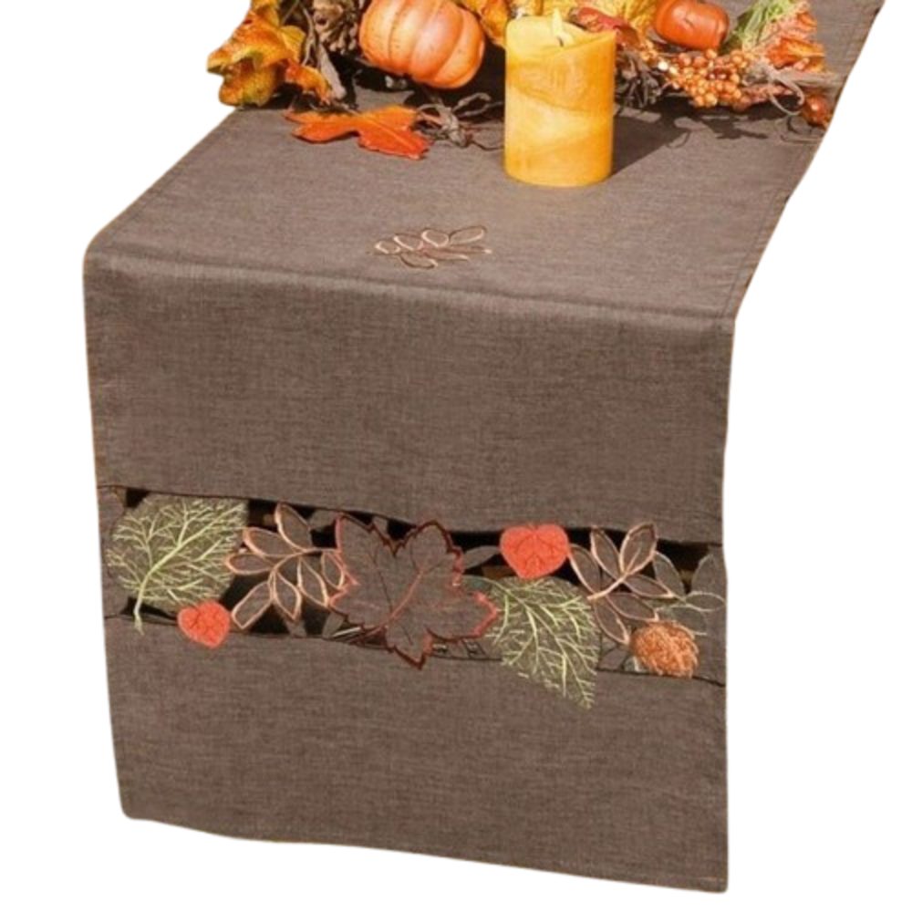 Home-trends24.de Tischläufer Blätter Herbstlaub Mitteldecke Stickerei günstig online kaufen