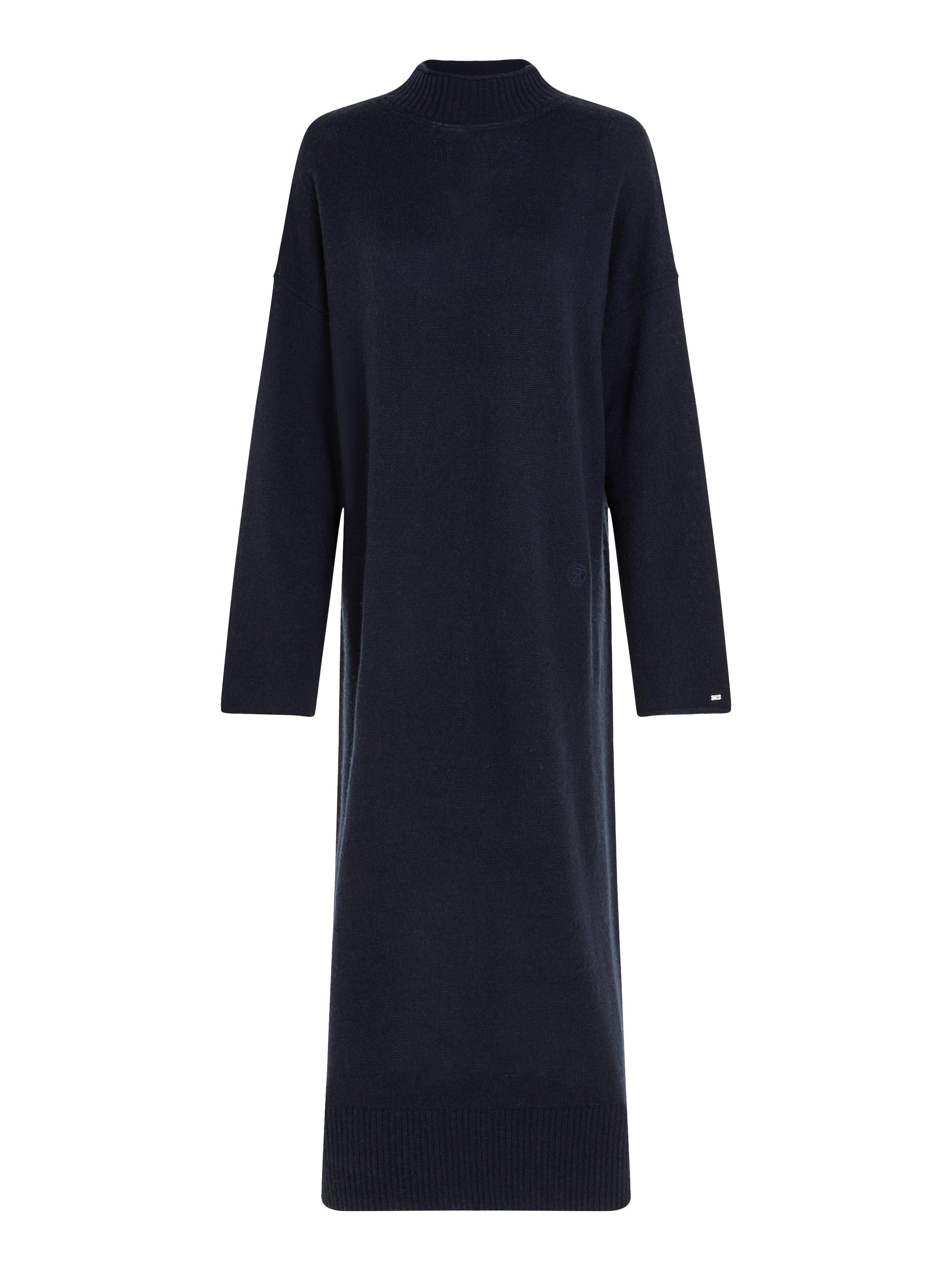 Premium Wolle, aus langlebig, DRESS atmungsaktiv weicher SOFT Hilfiger MIDI Strickkleid Tommy WOOL &zeitlos,