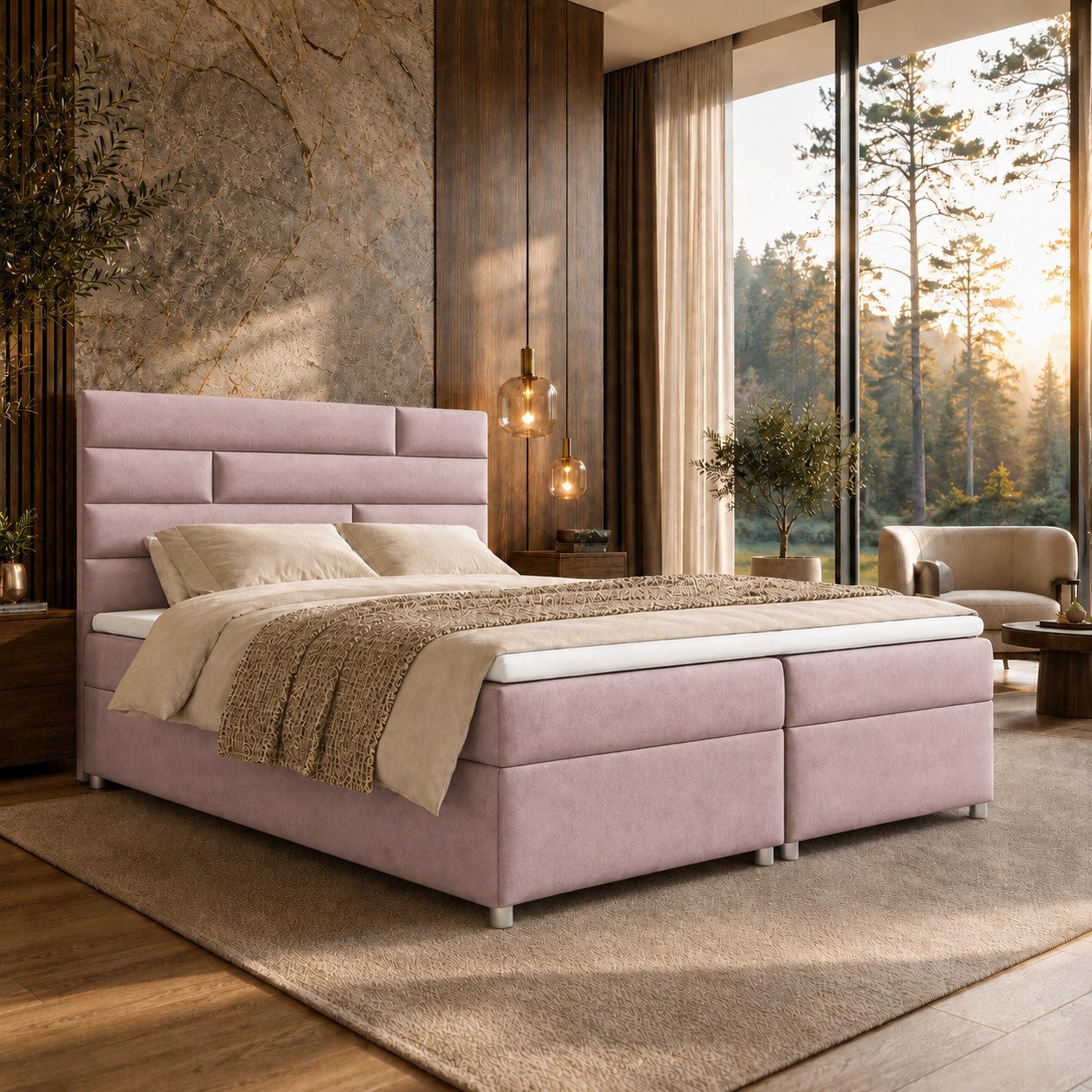 Best for Home Boxspringbett mit Bettkasten Trinity K-5 Bonellfederkern inkl. 5 cm Topper (Komplettbett, 1-St., 140x200 160x200 180x200 200x200 cm), Ergonomischer Schlafkomfort, druckentlastender Topper