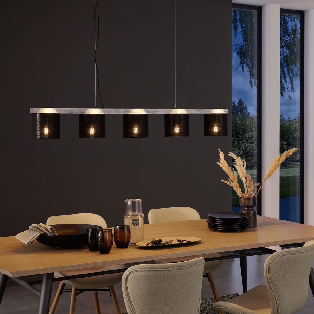 Briloner Leuchten LED Pendelleuchte 4736-054, ohne Leuchtmittel, 2700K - Extra-Warmweiß, Hängelampe, 110x150x136cm, Schwarz, max.25W, E14, Esszimmer, Küche