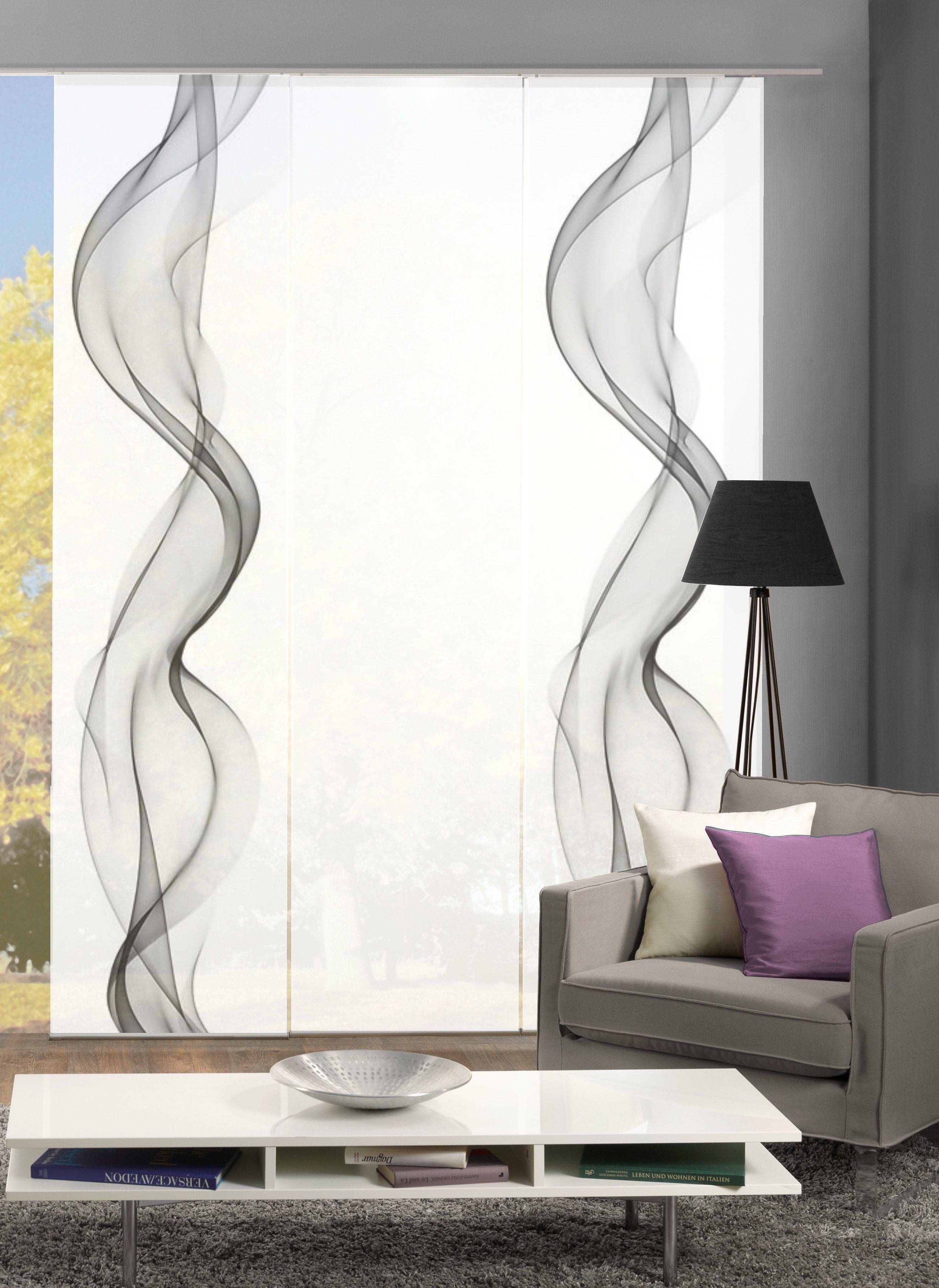 HOME WOHNIDEEN Schiebegardine ALBERTA (3 St), Klettband, blickdicht, HxB: 245x60, Blickdicht, inkl. Befestigungszubehör