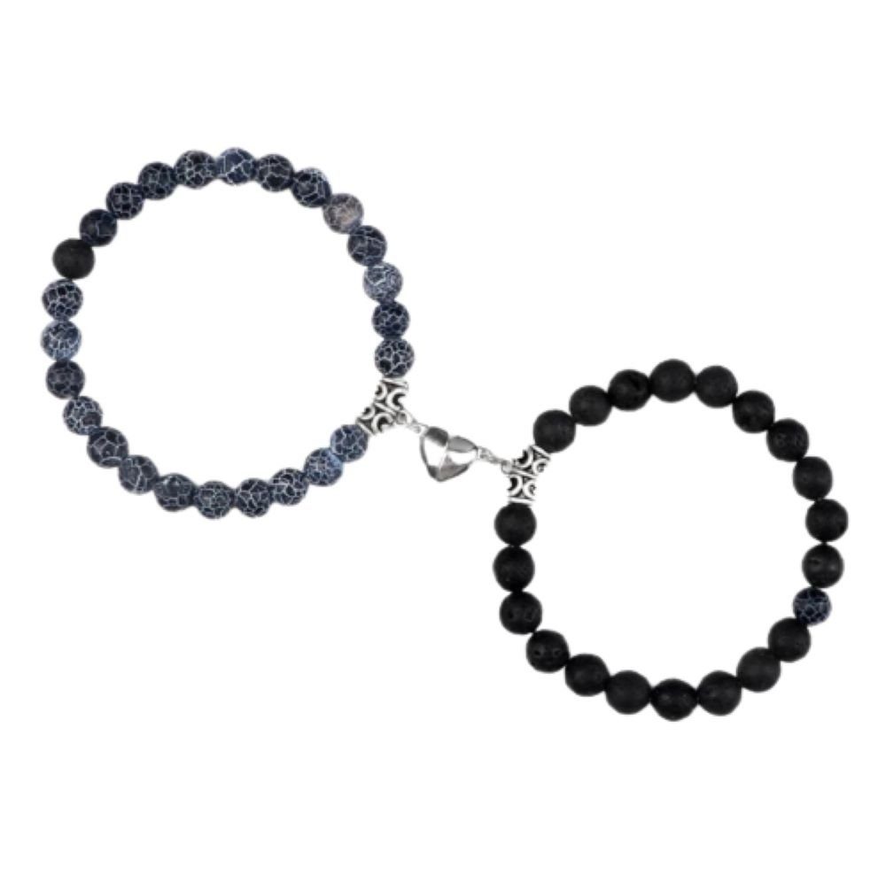 BUNGSA Armband Perlen-Armband Zwei 8mm Magnet Naturstein Unisex (2 Armband, 2-tlg), Bracelet Armschmuck