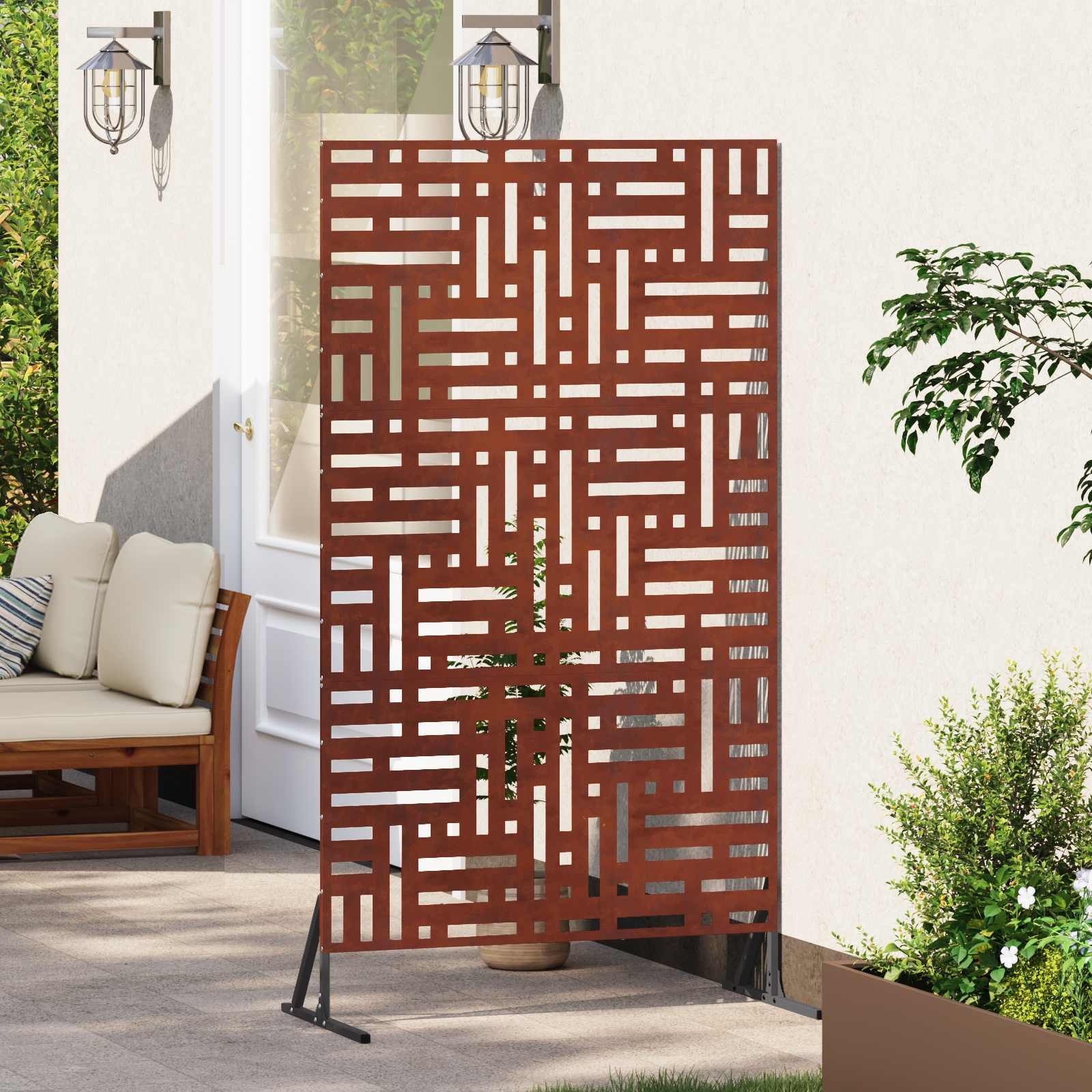vidaXL Gartenzaun Sichtschutz Grau 100 x 50 x 180 cm Wetterfeststahl, (1-St)