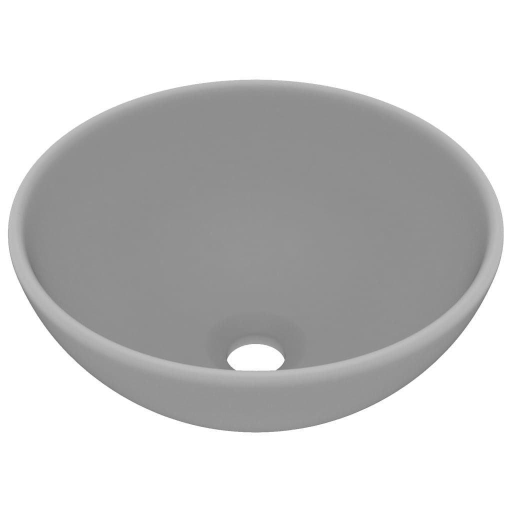 vidaXL Waschbecken Waschbecken Badezimmer Aufsatzwaschbecken Rund Matt Hellgrau 32,5x14 c
