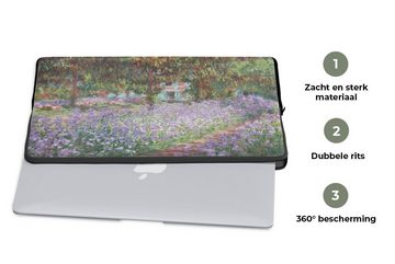 MuchoWow Laptop-Hülle Der Garten des Künstlers in Giverny - Gemälde von Claude Monet 17 Zoll, Laptopsleeve, weiches Innenfutter zum Schutz Kratzern, Laptoptasche