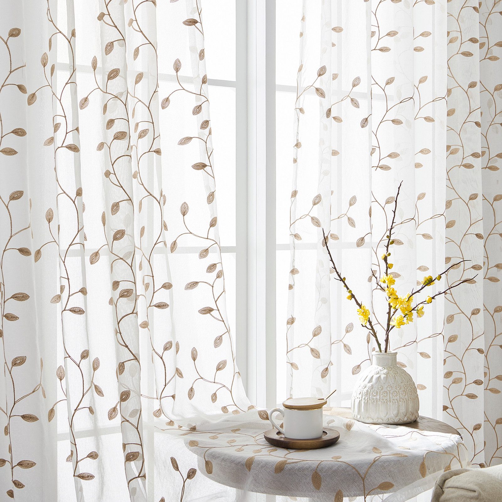 BTTO V&G Gardine Voile Gardine Blättern günstig online kaufen