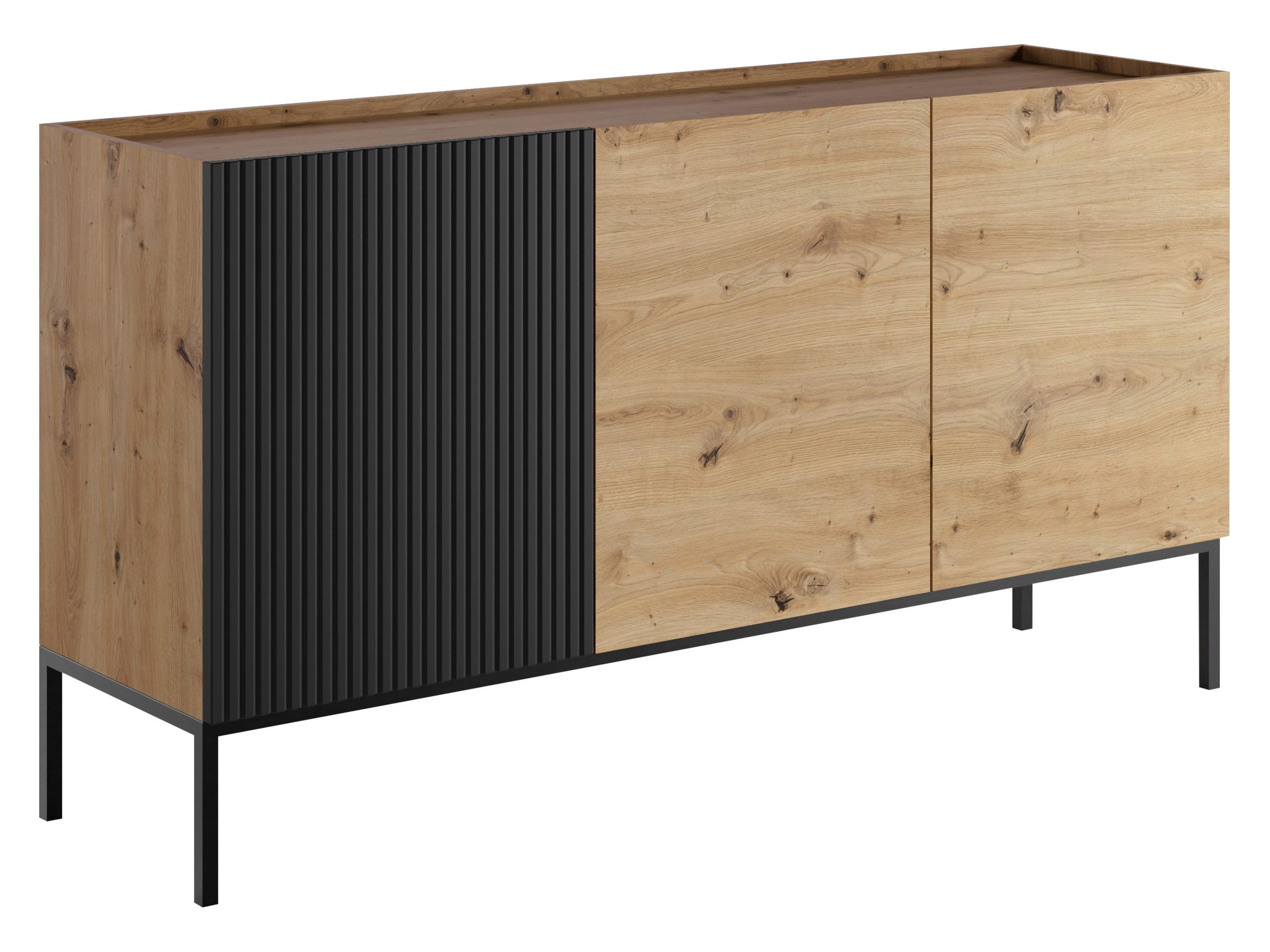 MIRJAN24 Kommode Como 150 2D (mit drei Drehtüren), 150x42x80 cm, Untergestell aus Metall