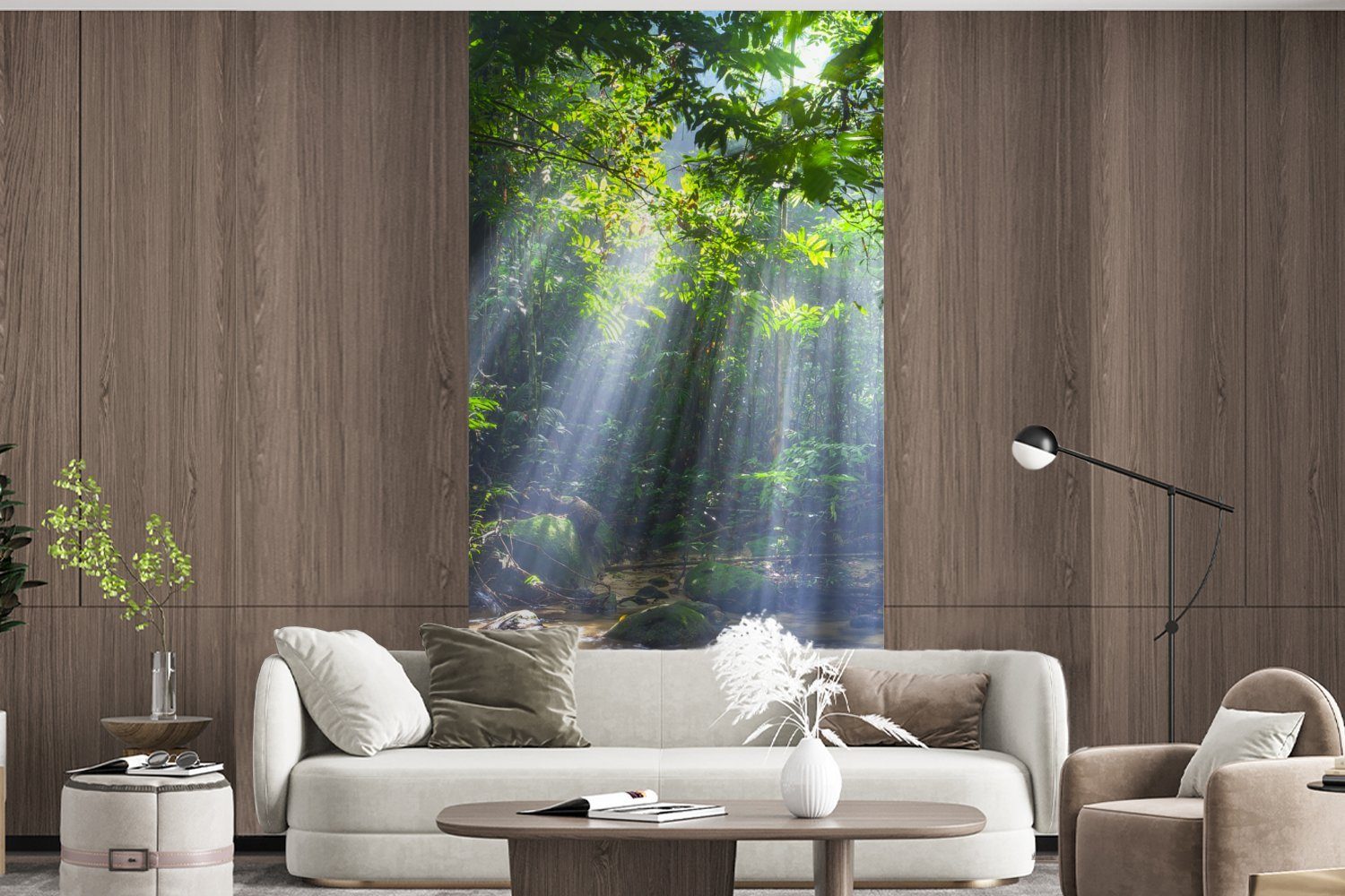 Sonnenstrahlen Fototapete den Küche, von St), die Fototapete Bäume dringen Matt, Schlafzimmer MuchoWow für Malaysia, Vliestapete (2 durch Regenwald in bedruckt, Wohnzimmer
