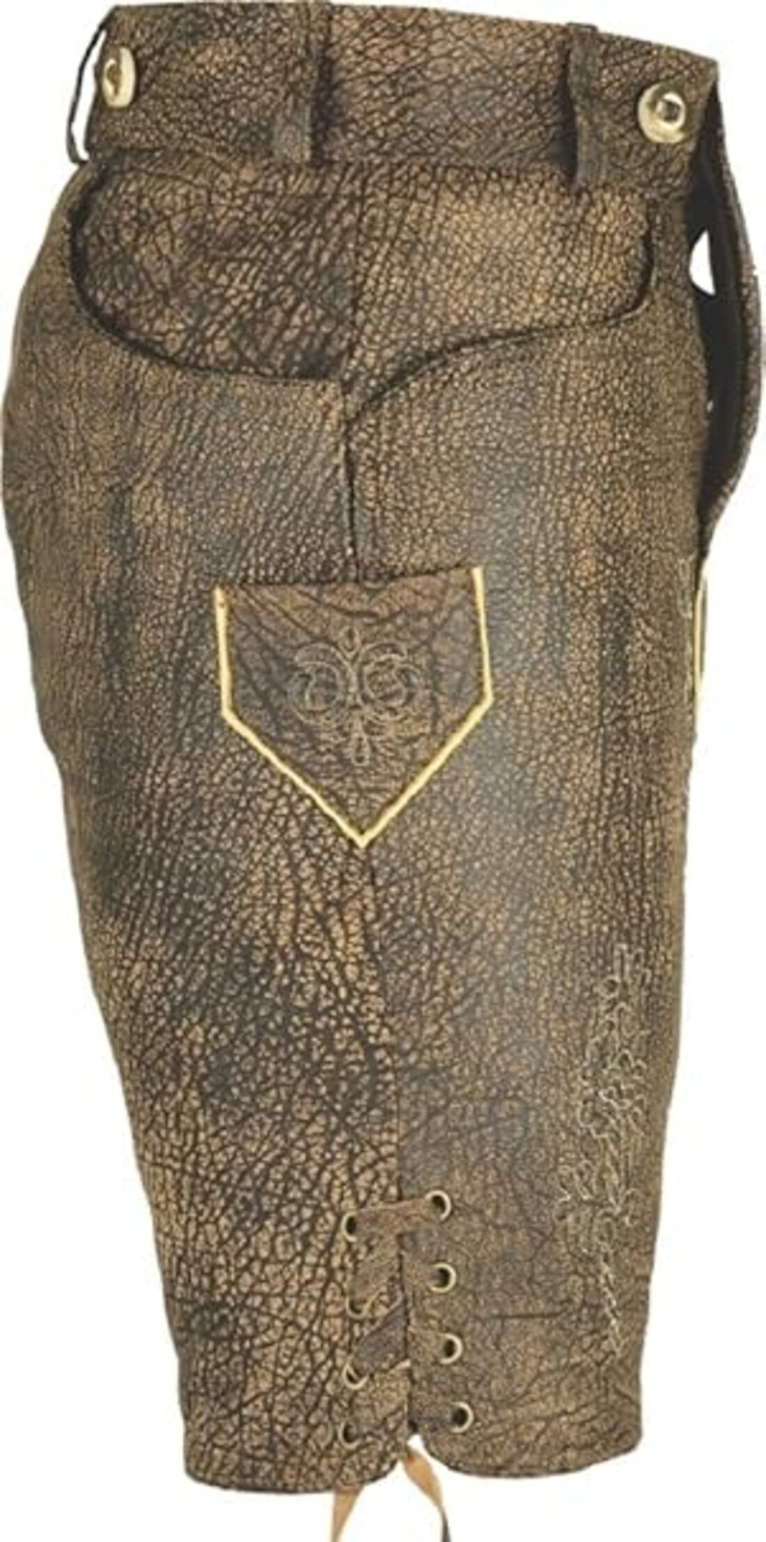 Fuente Leather Wears Trachtenlederhose Trachten Lederhose Herren kurz mit Trägern, Bermuda Antikbraun