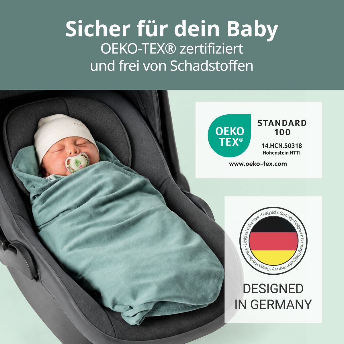 Zamboo Fußsack Pusteblume - Salbeigrün, Baby Einschlagdecke für Babyschale / Maxi Cosi leichte Kuscheldecke – Bild 3 von 5