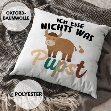 Trendation Dekokissen Trendation - Veganer Kissen Geschenk Friends Not Food Vegan Geschenkidee Lustiger Spruch Vegane Lebensweise Spruch Niedlich Dekokissen mit Füllung 40x40