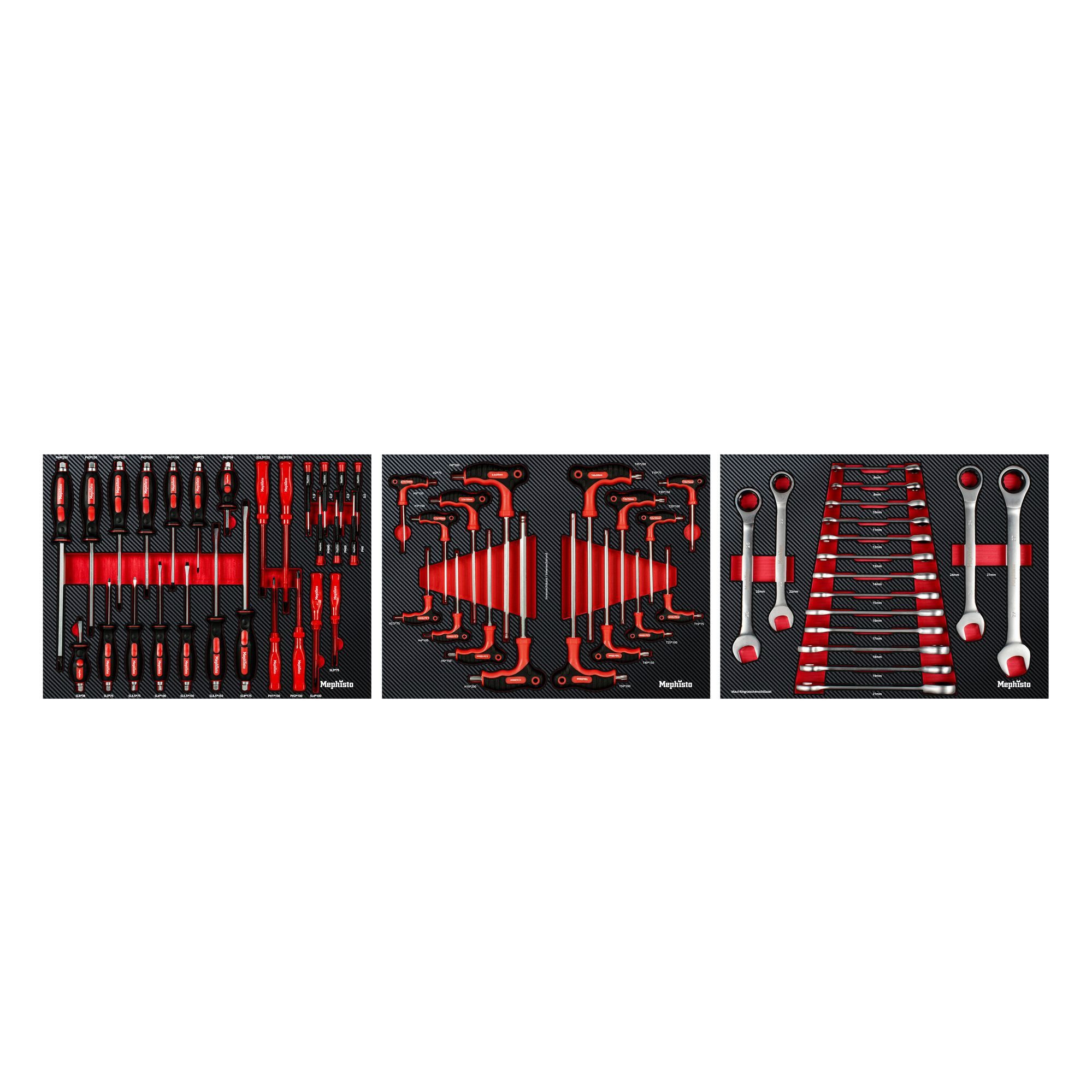 Mephisto-Tools Werkzeugset, (Set), metrisch, inkl. Soft Inlay in Carbon-Optik