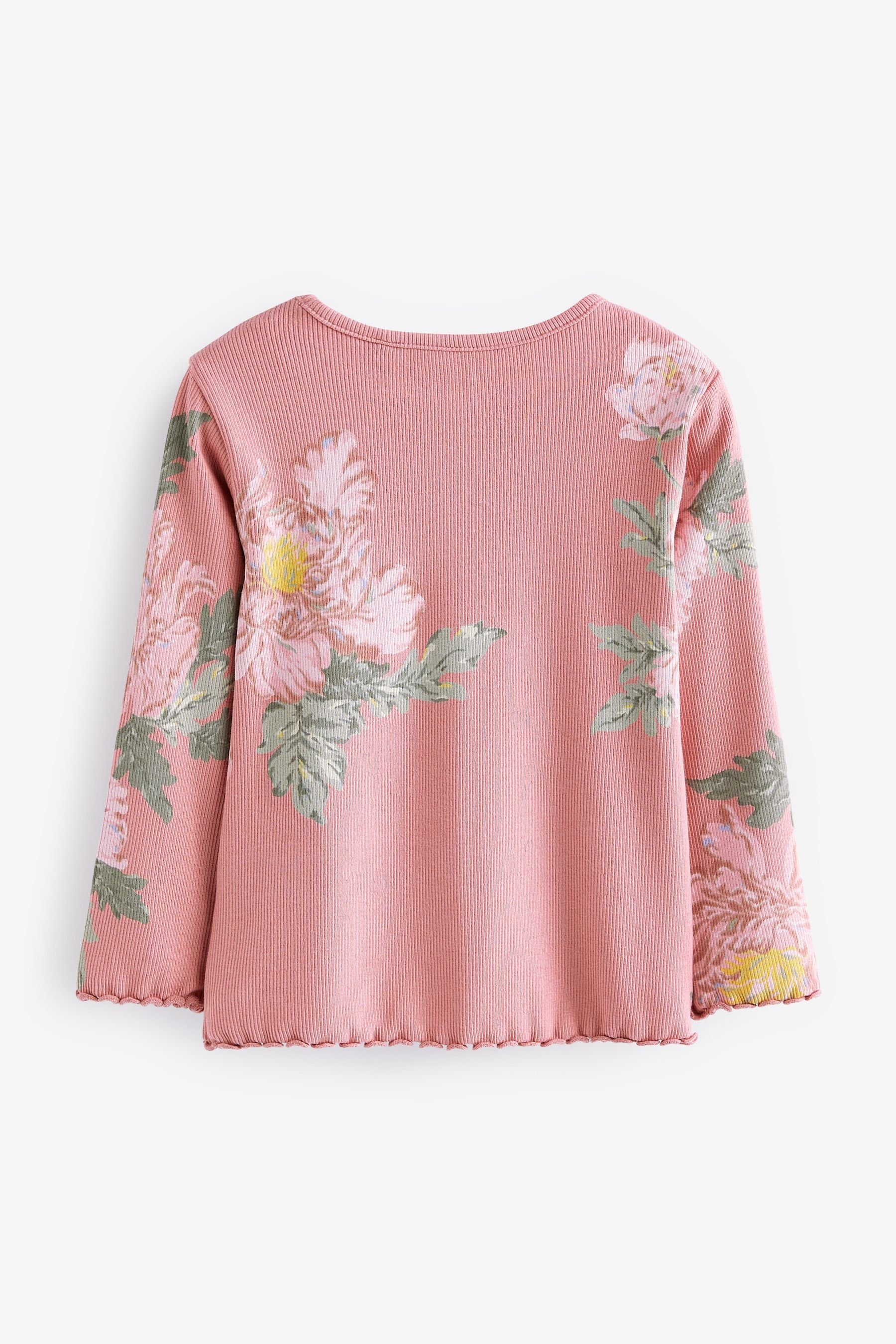 Feinripp-Shirt Langärmeliges Next (1-tlg) Langarmshirt Floral Pink