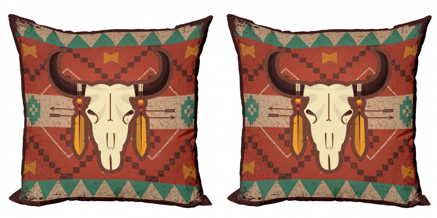 Accent Bull Kopf Doppelseitiger Longhorn (2 Stück), Digitaldruck, Kissenbezüge Modern Abakuhaus