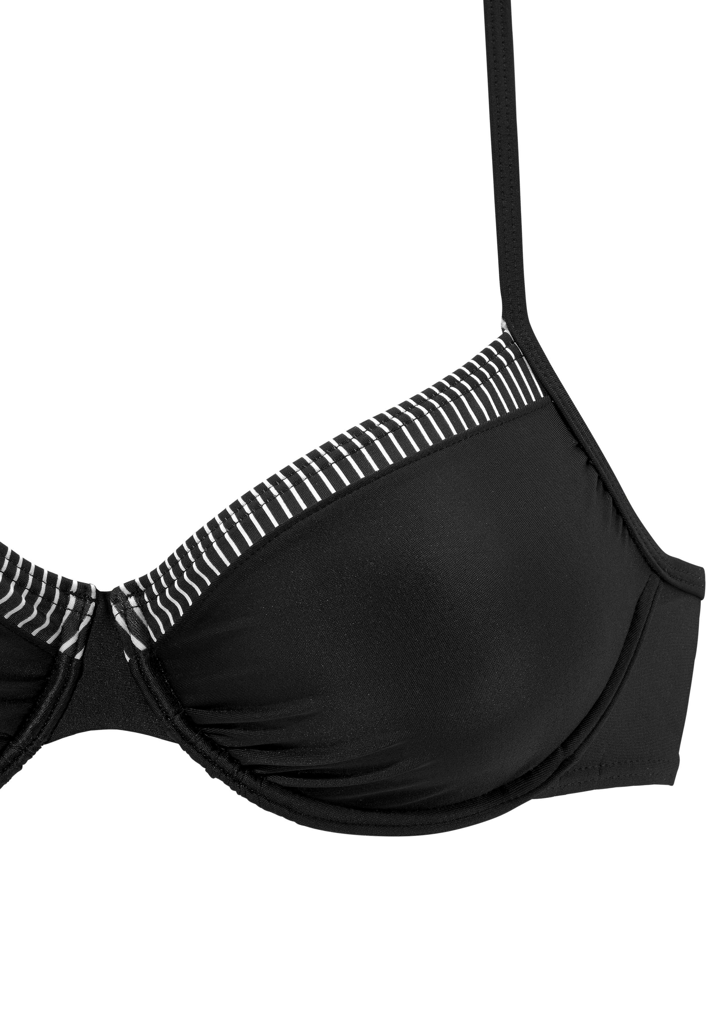 LASCANA Bügel-Bikini mit gestreiften Einsätzen schwarz