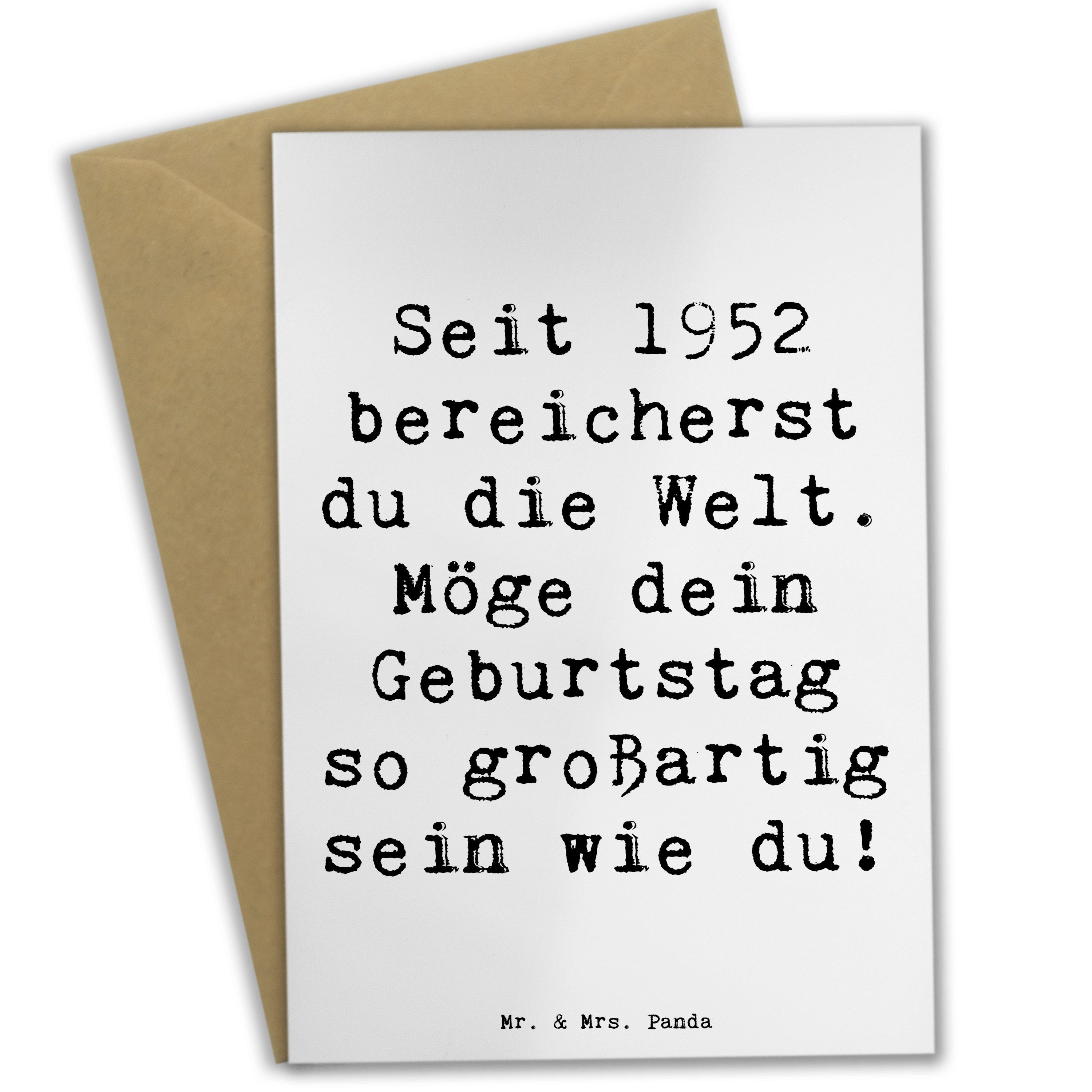Grußkarte Spruch 1952 Geburtstag - Weiß - Geschenk, aufrichtige Wünsche, Grußka