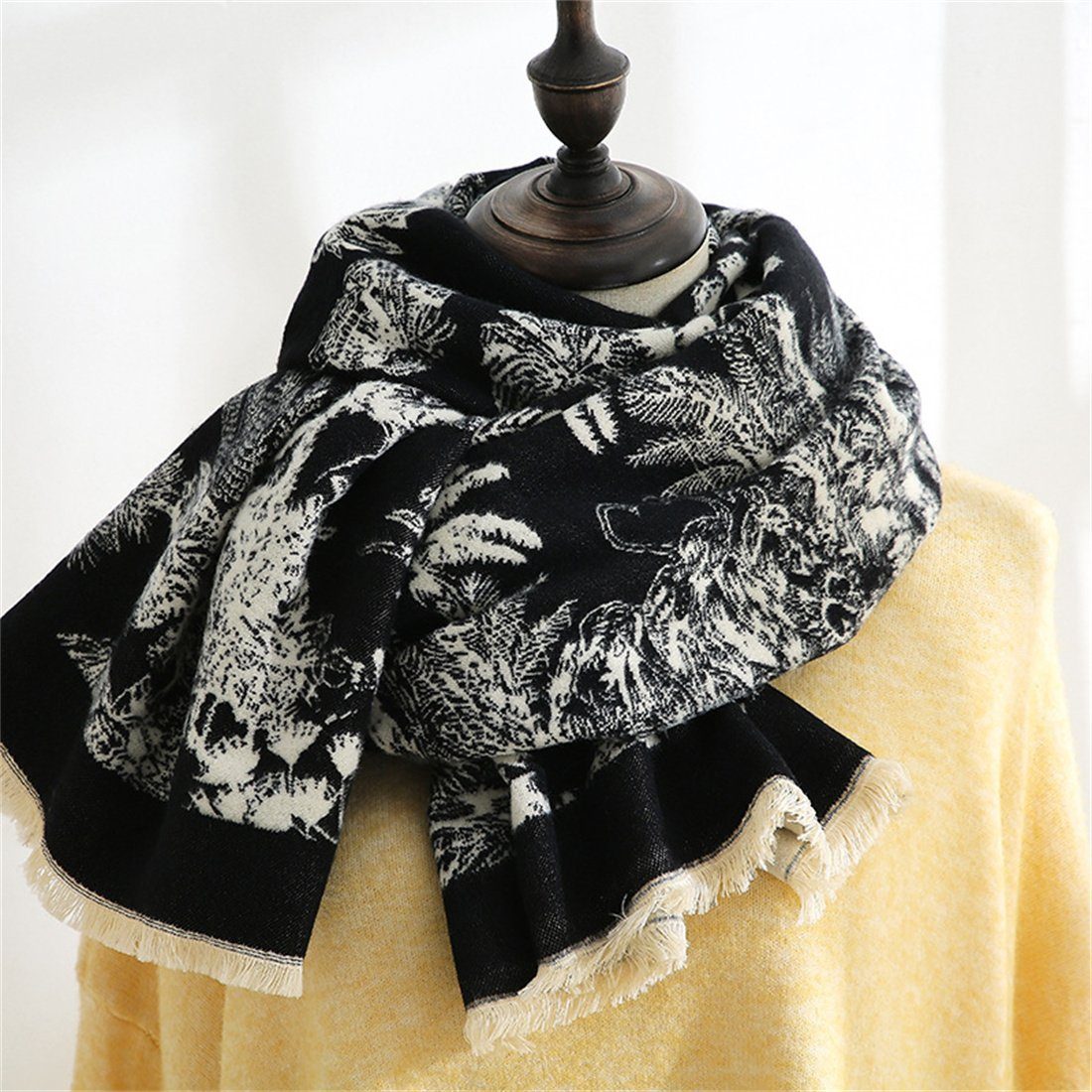 doppelseitigen Damen Schal modische Schal, Schwarz warmen Modeschal DÖRÖY Winter verdickt