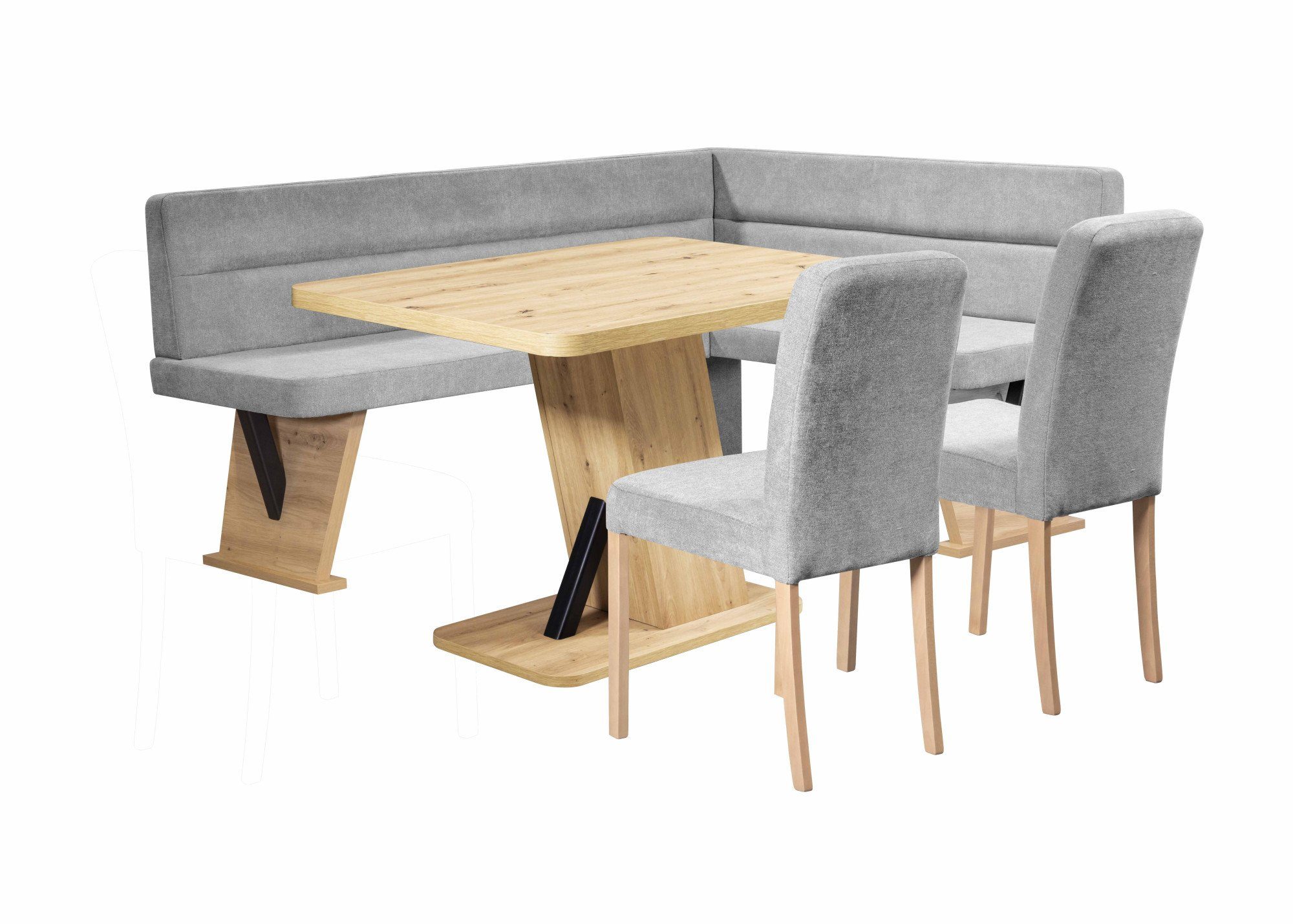 Home affaire Eckbankgruppe Laros Sitzgruppe, Eckbank, Stühle, Tisch, (Set, 4tlg Set), perfekt für Küche, Esszimmer, Wohnzimmer, Bestseller
