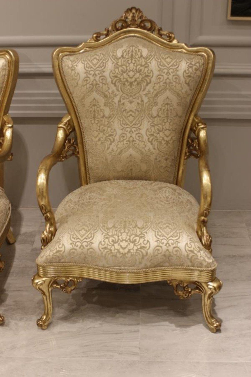 Sessel Holz Made in 2x 3-Sitzer (3-St., Sitzer Couchgarnitur Europa Textil, Wohnzimmer-Set 1x Sofagarnitur JVmoebel Couchtisch), 311 + Sessel ohne Klassische