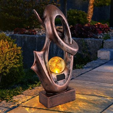 etc-shop Gartenleuchte, LED Solarlampe Gartendeko Skulptur mit Flammeneffekt