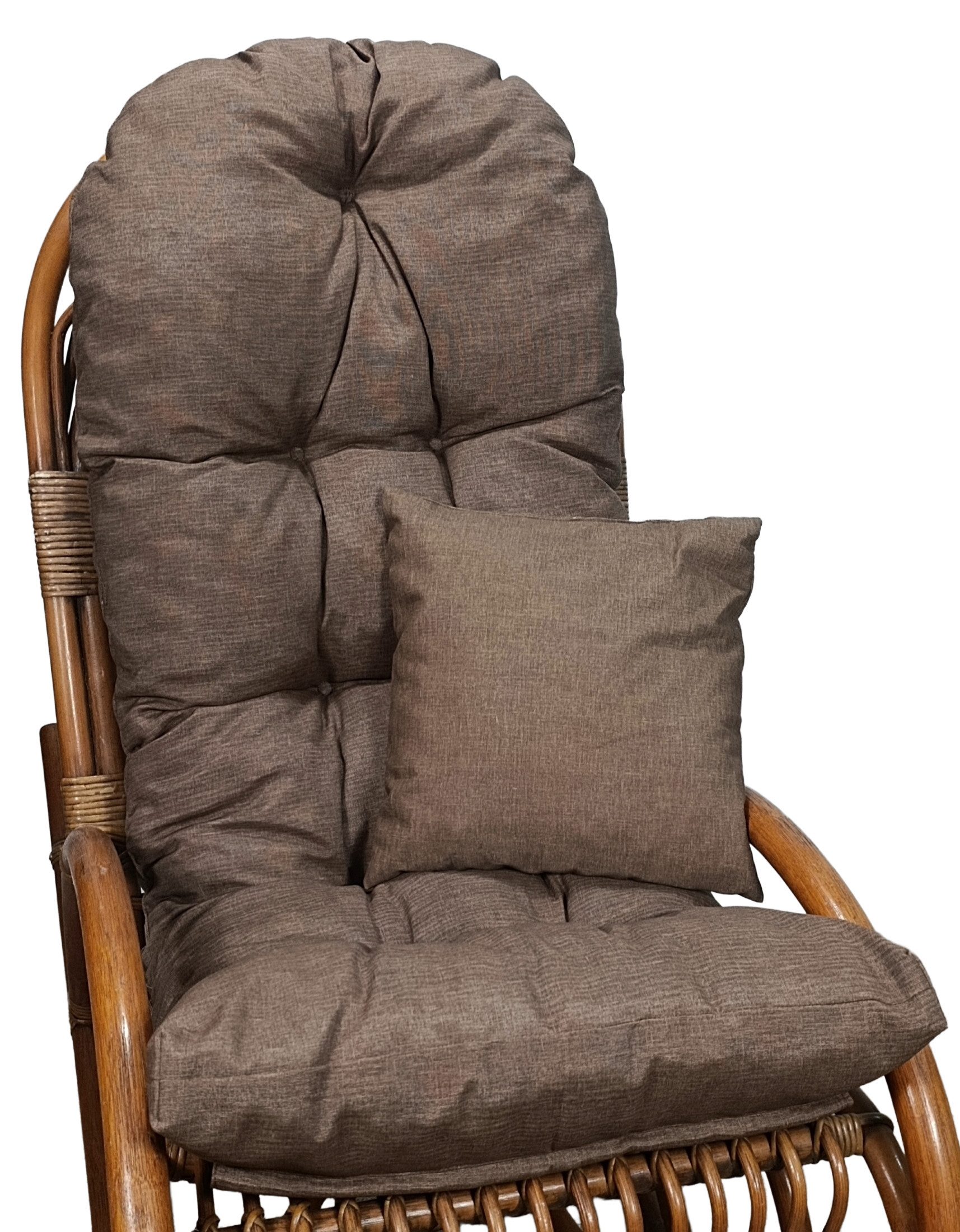 Rattani Polsterauflage Polster für Schaukelstuhl Liegestuhl 130x50x10 cm + Zierkissen 40x40, (Set Schaukelstuhlkissen + Zierkissen), Stoff Uni Living dunkelbraun