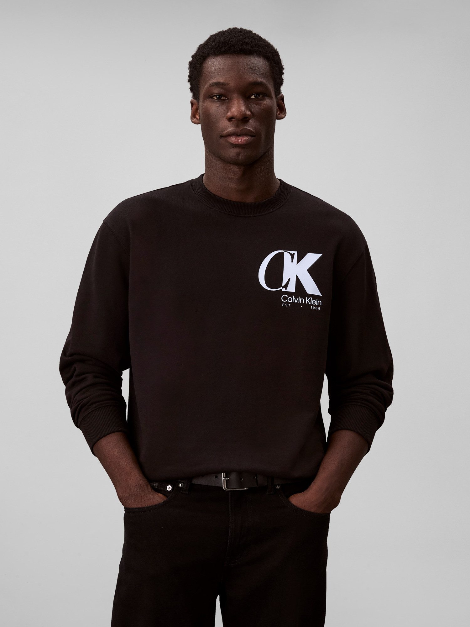 Calvin Klein Sweatshirt LS EU 350TERRY CK OVERLAP GRAPHI Rundhalsausschnitt günstig online kaufen