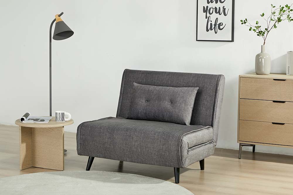 riess-ambiente Relaxsessel SMART MULTIFUNCTION 100cm grau- Samt, Bettfunktion, mit Kissen (Einzelartikel, 1-St), ausziehbare Schlafgelegenheit - ideal für Wohn- oder Gästezimmer