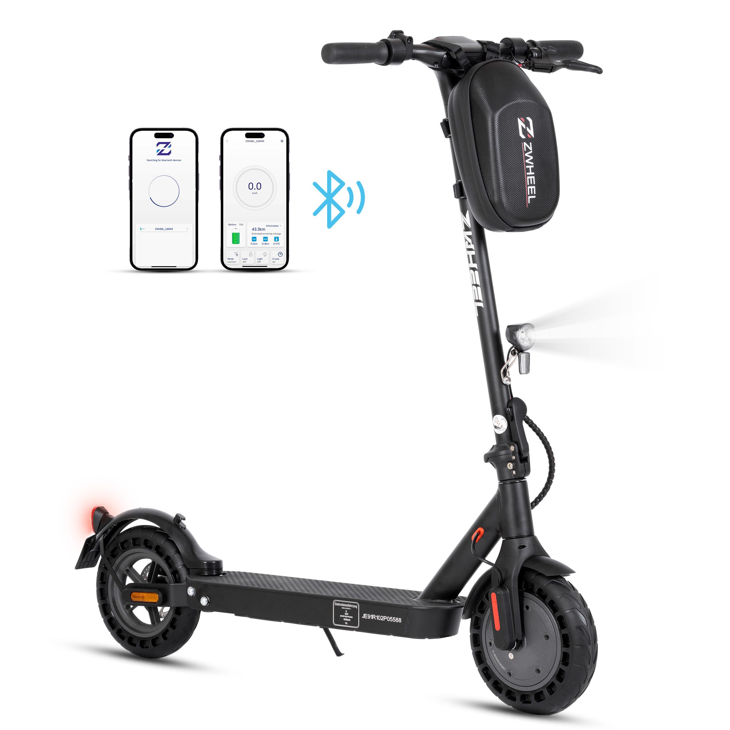 E-Scooter mit Straßenzulassung 120kg, 10'' klappbarer E-Roller, 20-35km