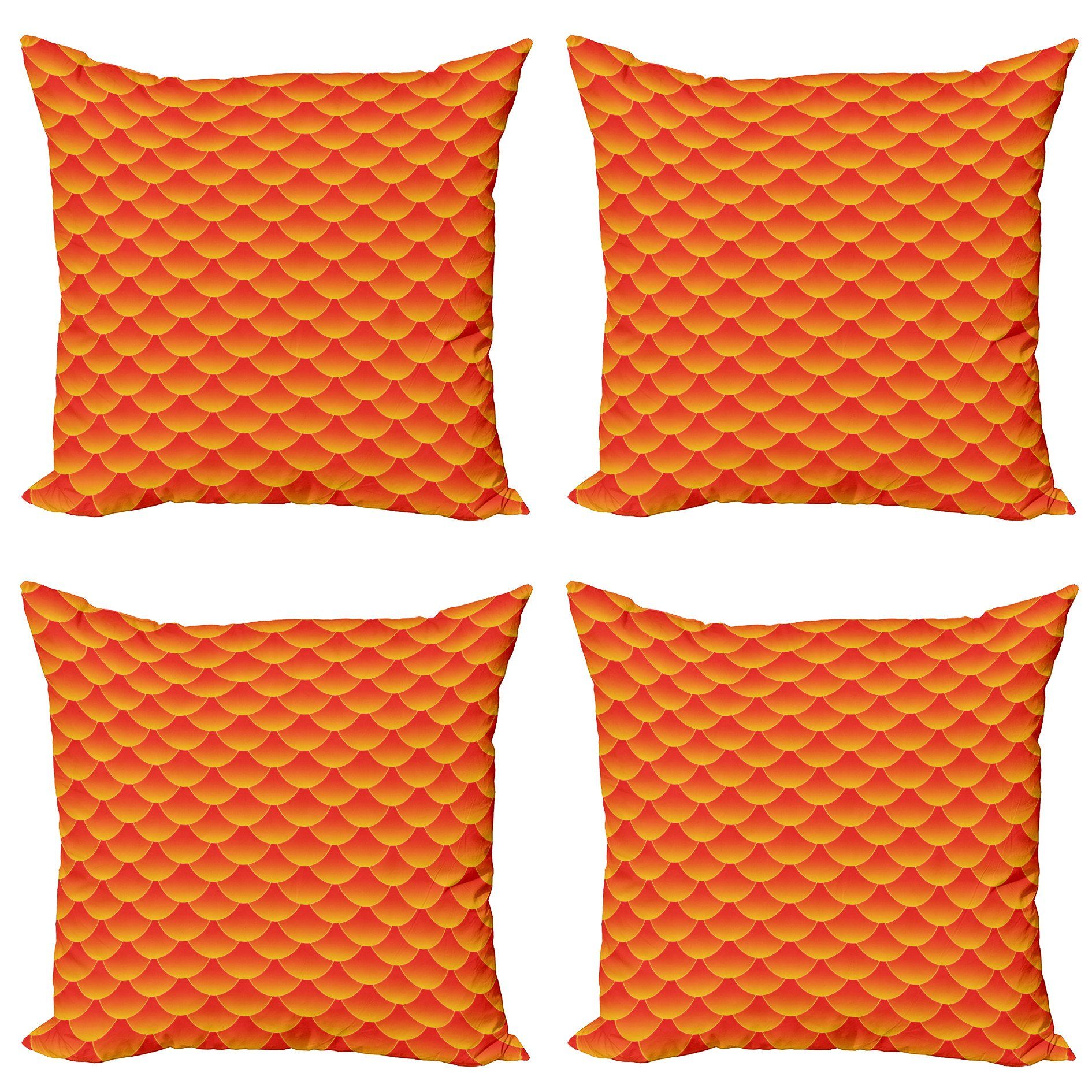 Abstrakte (4 Doppelseitiger Fischschuppen Stück), Digitaldruck, Modern Abakuhaus Orange Accent Kissenbezüge