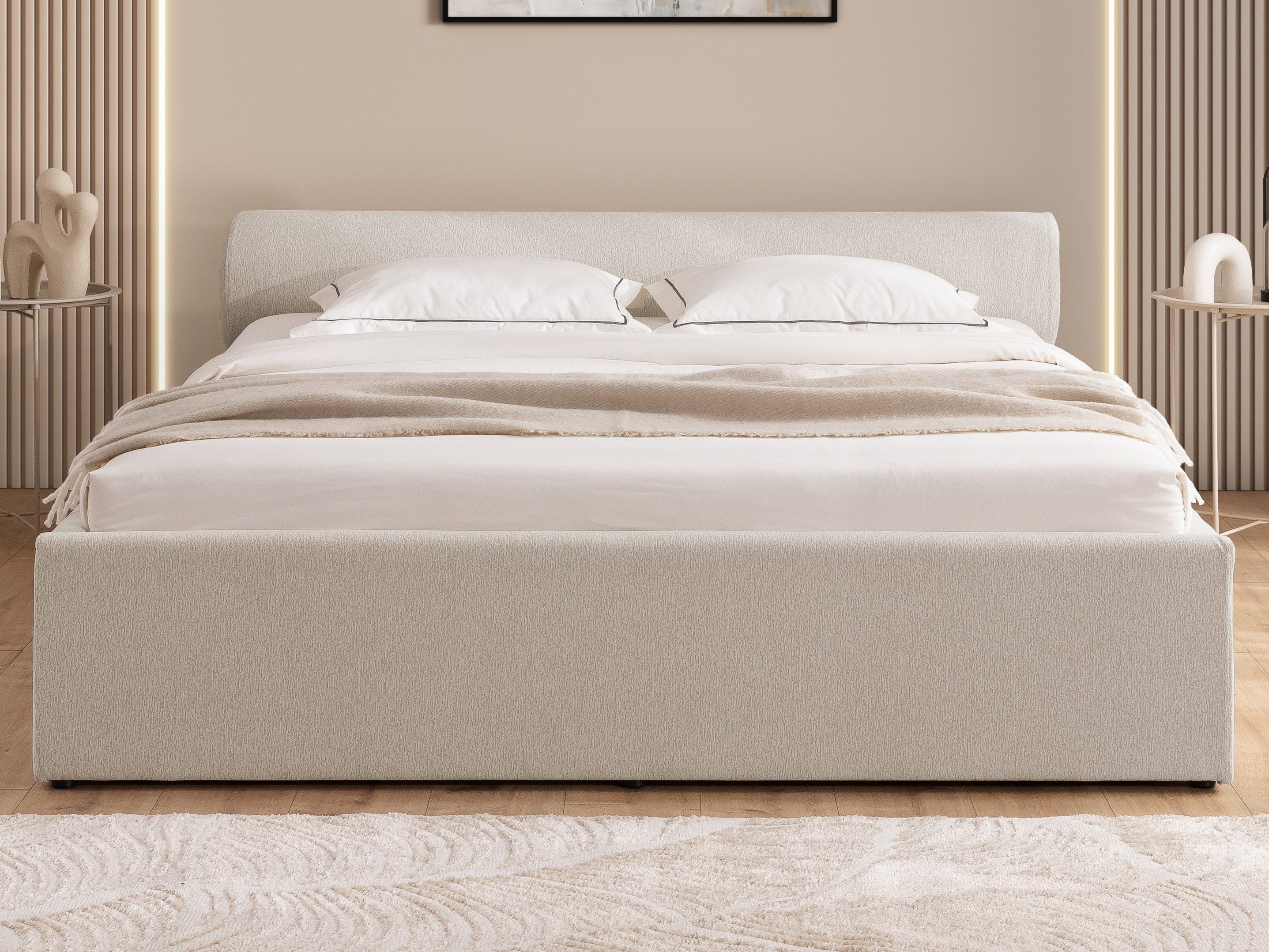 S-Style Möbel Polsterbett Josy aus Chenille-Stoff mit Lattenrost und großem Bettkasten (1 x Polsterbett mit Lattenrost), Chenille-Stoff – Bild 3 von 5