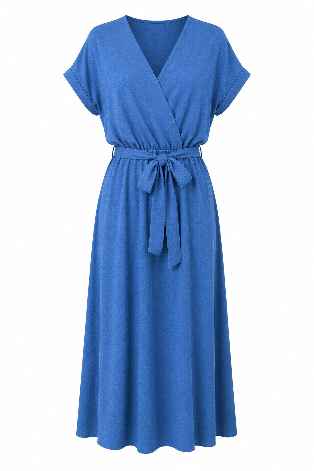 ITALY VIBES Sommerkleid - Lockeres einfarbiges Maxi-Kleid - Wickelkleid Damen ONE SIZE - passend für Größen S-L
