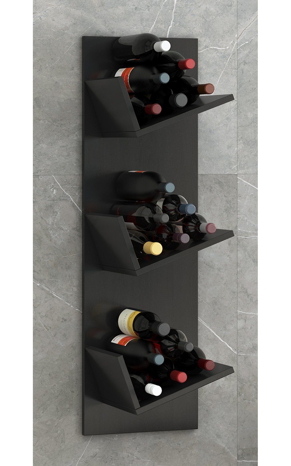 VCM Wandregal Hängeregal Vinosi H. 106 x B. 33 x T. 26 cm, Holzregal hängend, Wandboard Wein