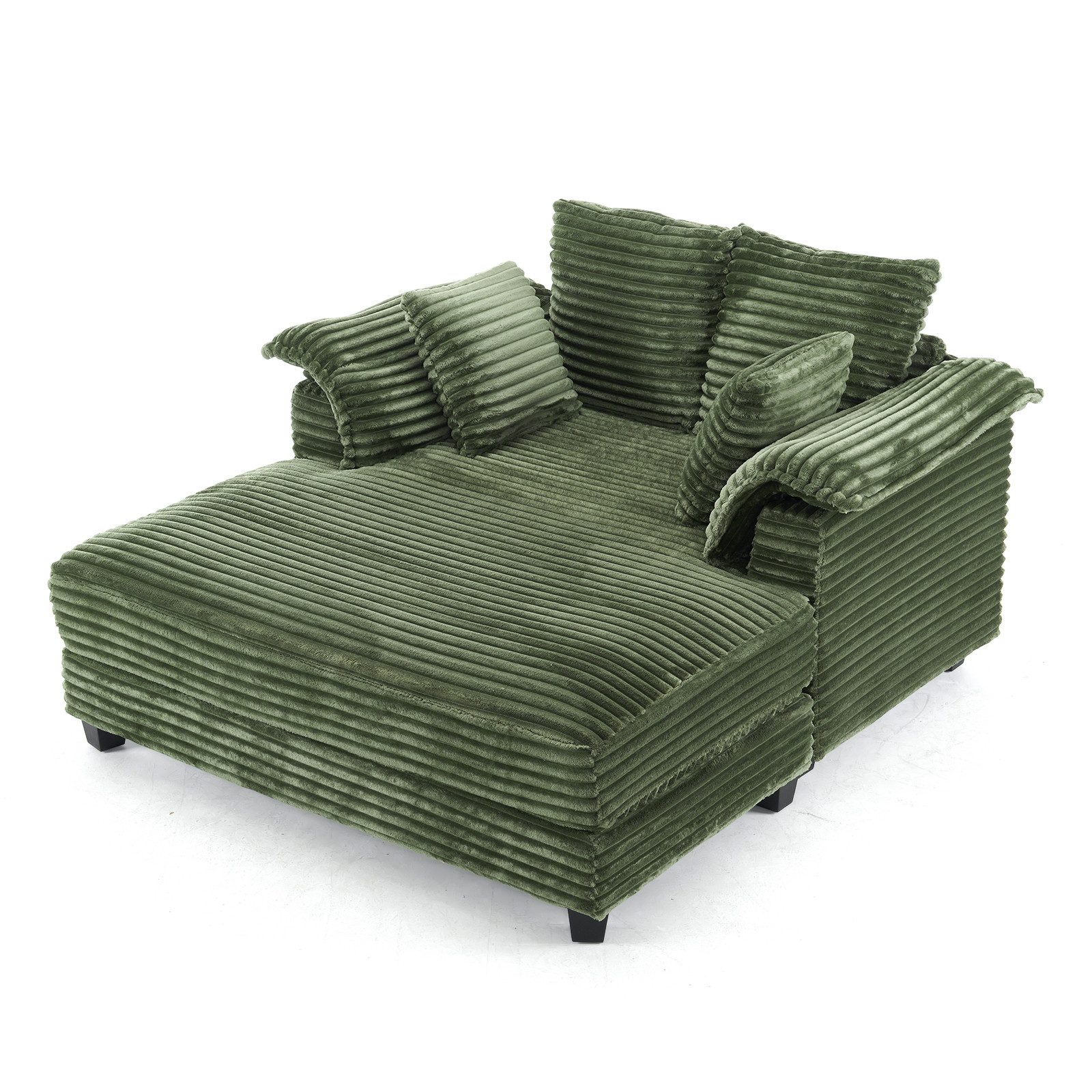 VINGLI Chaiselongue 2-Sitzer Cord Schlafsofa, Breite 142cm, Loungesofa mit Schlaffsunktion, Großer Chaiselongue-Sessel für Wohnzimmer, Schlafzimmer oder Büro