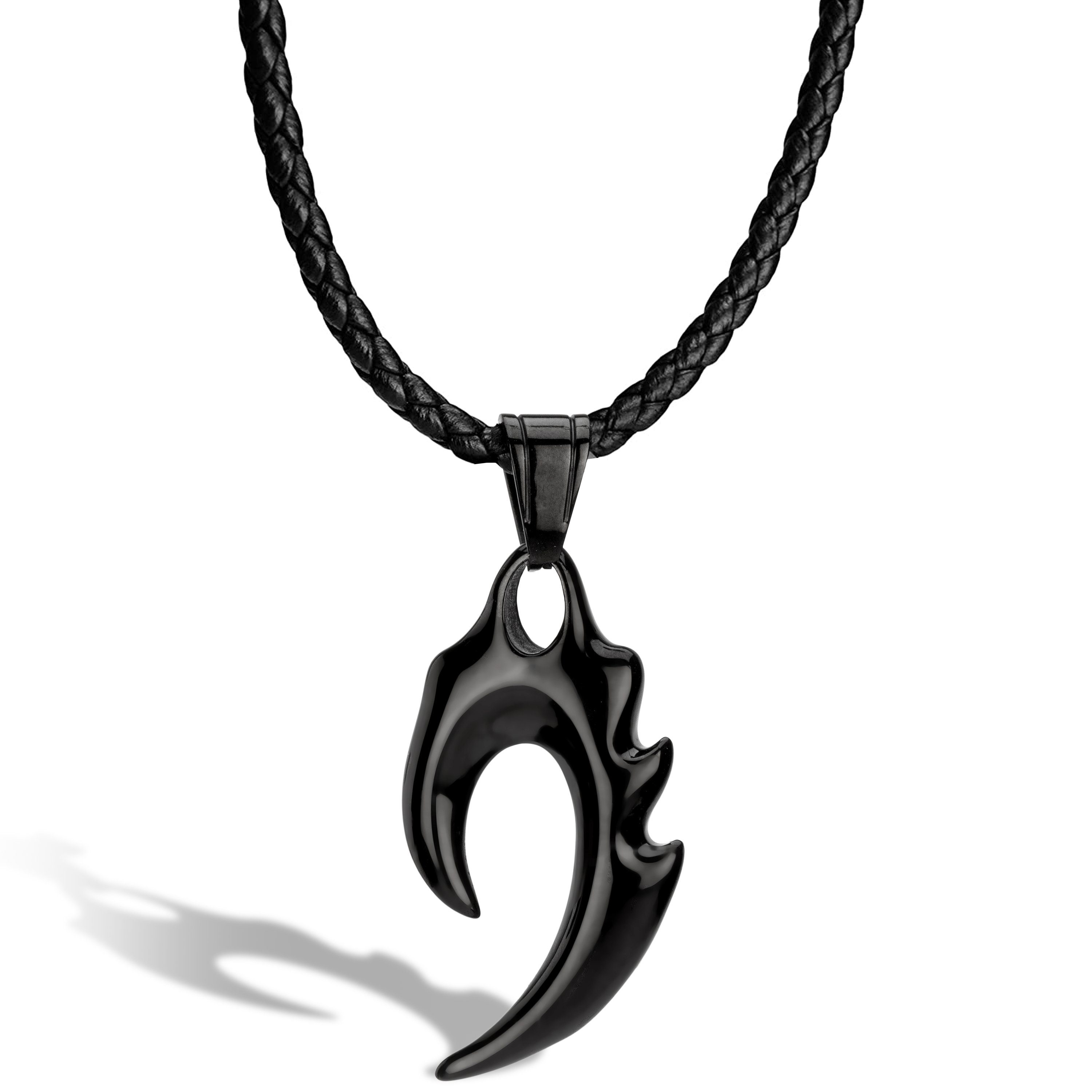 SERASAR Lederband Lederhalskette mit Edelstahlanhänger "Flame" (1-tlg), aus Echtleder