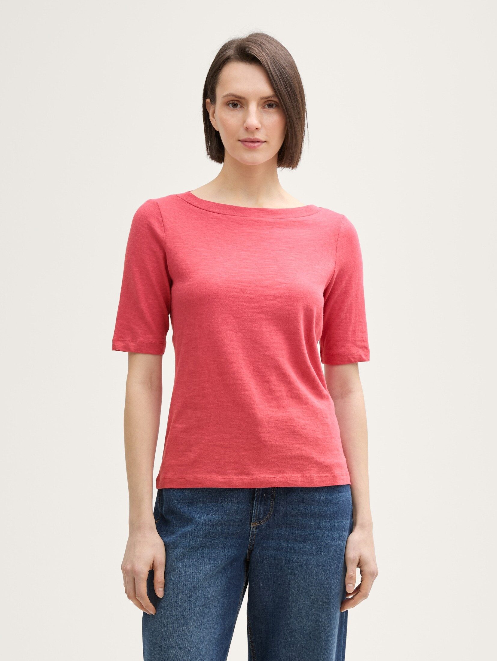 T-Shirt T-Shirt mit U-Boot-Ausschnitt