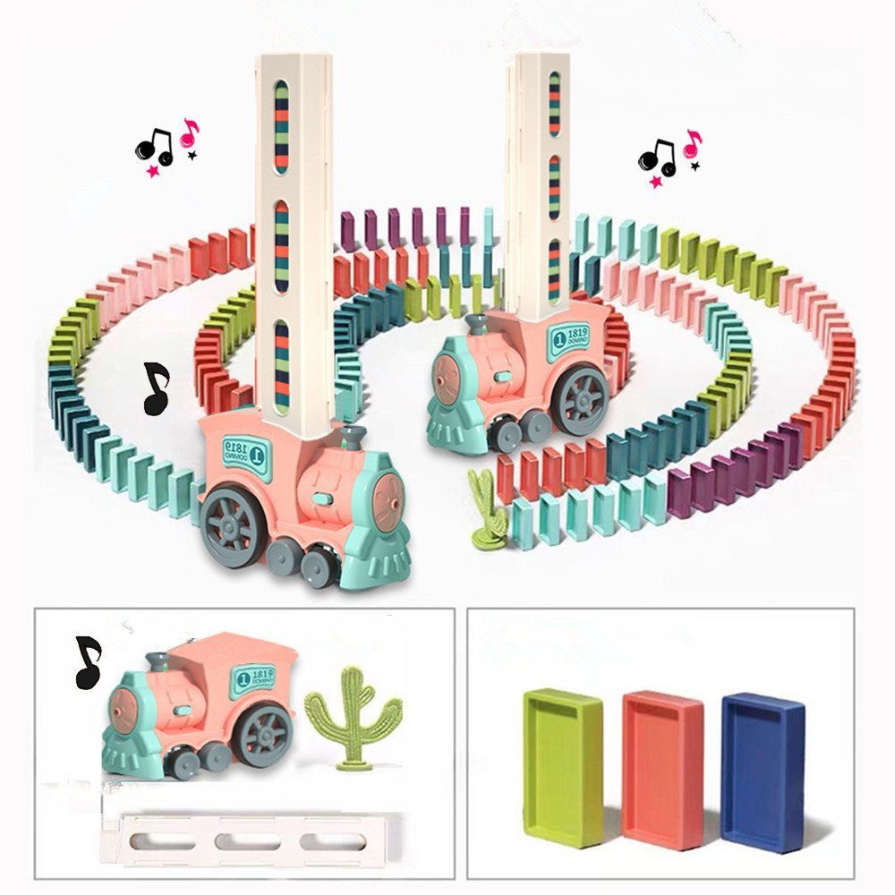 feinlux Spielzeug-Zug Dominospielzeug, (Set, mit Musik, Kinder Elektrostapel Spielzeug), 60 Stück Elektrischer Zug Spielzeug Baustein