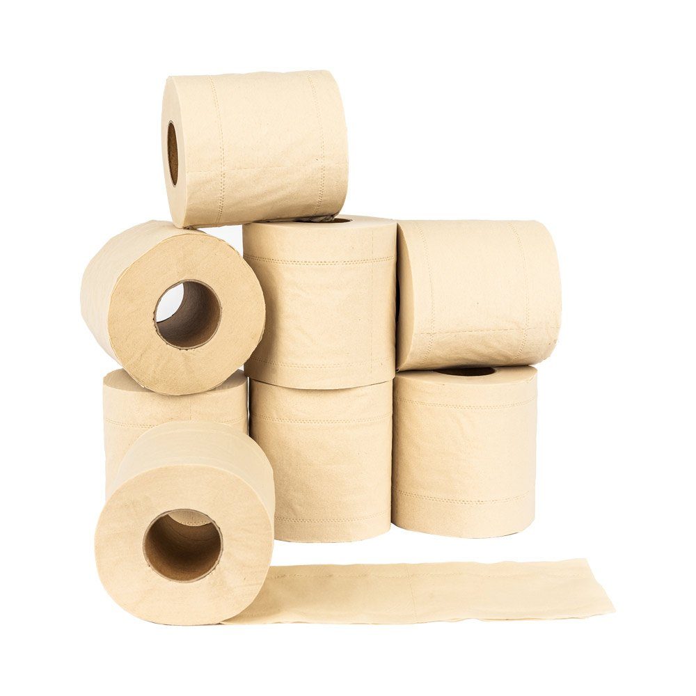 pandoo Toilettenpapier Bambus Toilettenpapier 3-lagig, 100% Bambus, Plastikfreie Verpackung (8-St)