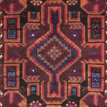 Hochflor-Läufer Belutsch Medaillon Rosso scuro 190 x 106 cm, morgenland, rechteckig, Höhe: 8 mm, Handgeknüpft