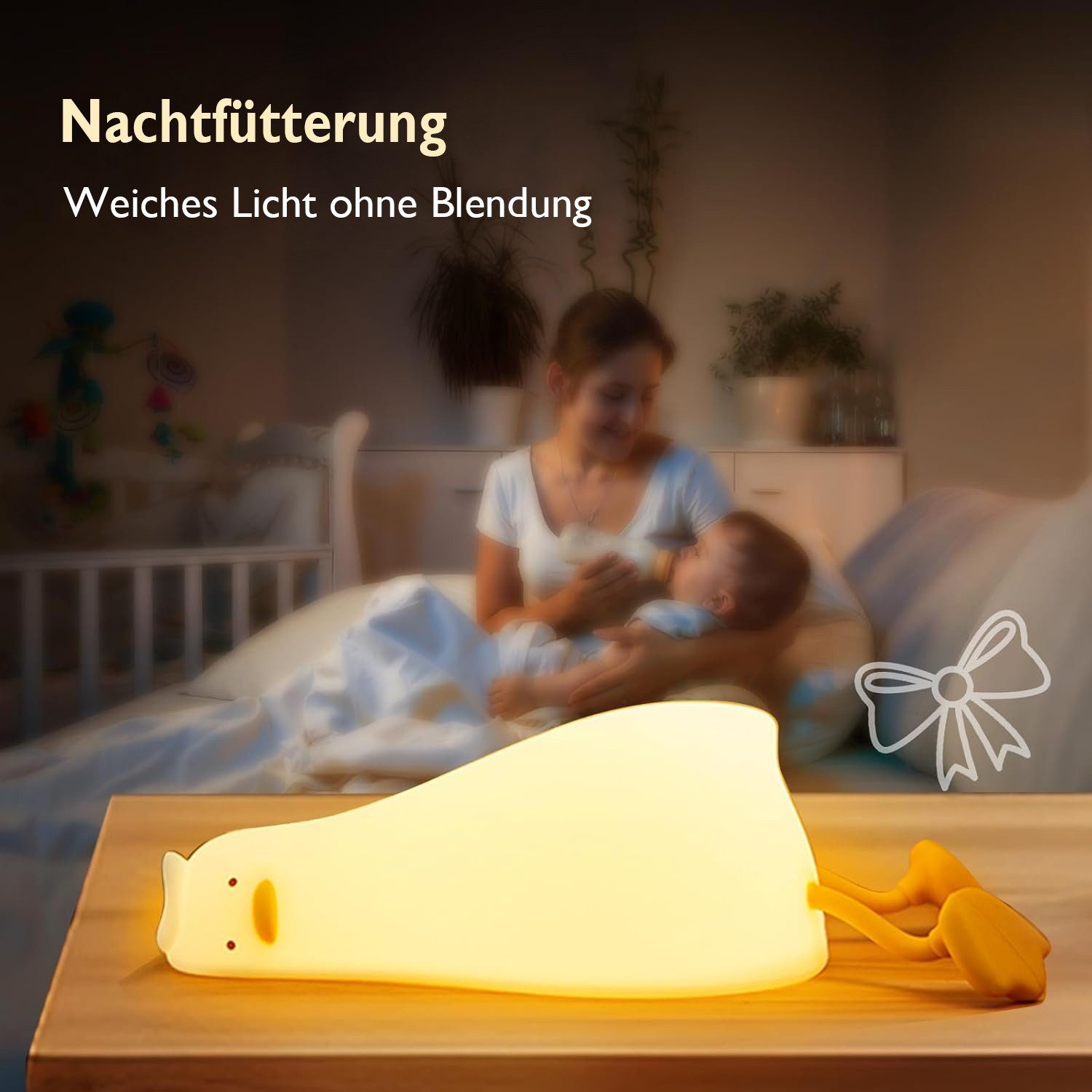 ANYSUN LED Nachtlicht für Kinder Nachttischlampe Touch Dimmbar Timing USB Aufladbare, Warmweiß, Silikon Nachtlicht Baby Tischlampe für Kinderzimmer Babyzimmer Deko