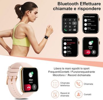 Lefitus Für Damen, AI Voice, Anrufe tätigen und beantworten Smartwatch (1.85 Zoll, Android iOS), Health Monitor für Herzfrequenz Schrittzähler 20 Sport Fitness Tracker