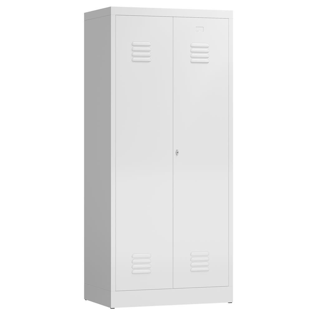 Steelboxx Spind ClassiX Garderobenschrank, 2 Abteile mittig schließend, 1800 x 800 x (1-St) Komplett verschweißt und montiert - keine Montage erforderlich Korpus: RAL 9003 Signalweiß/ Türen: RAL 9003 Signalweiß | RAL 9003 Signalweiß