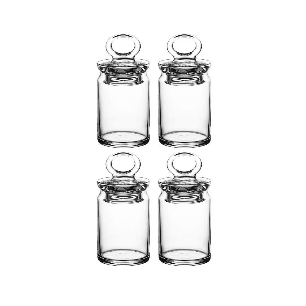 Pasabahce Vorratsdose Arda Türkmen 95104, Glas, (Packung, 8-tlg., 4x Vorratsdosen, 4x Deckel), mit Deckel 240 ml, 4er Set Gewürzdosen