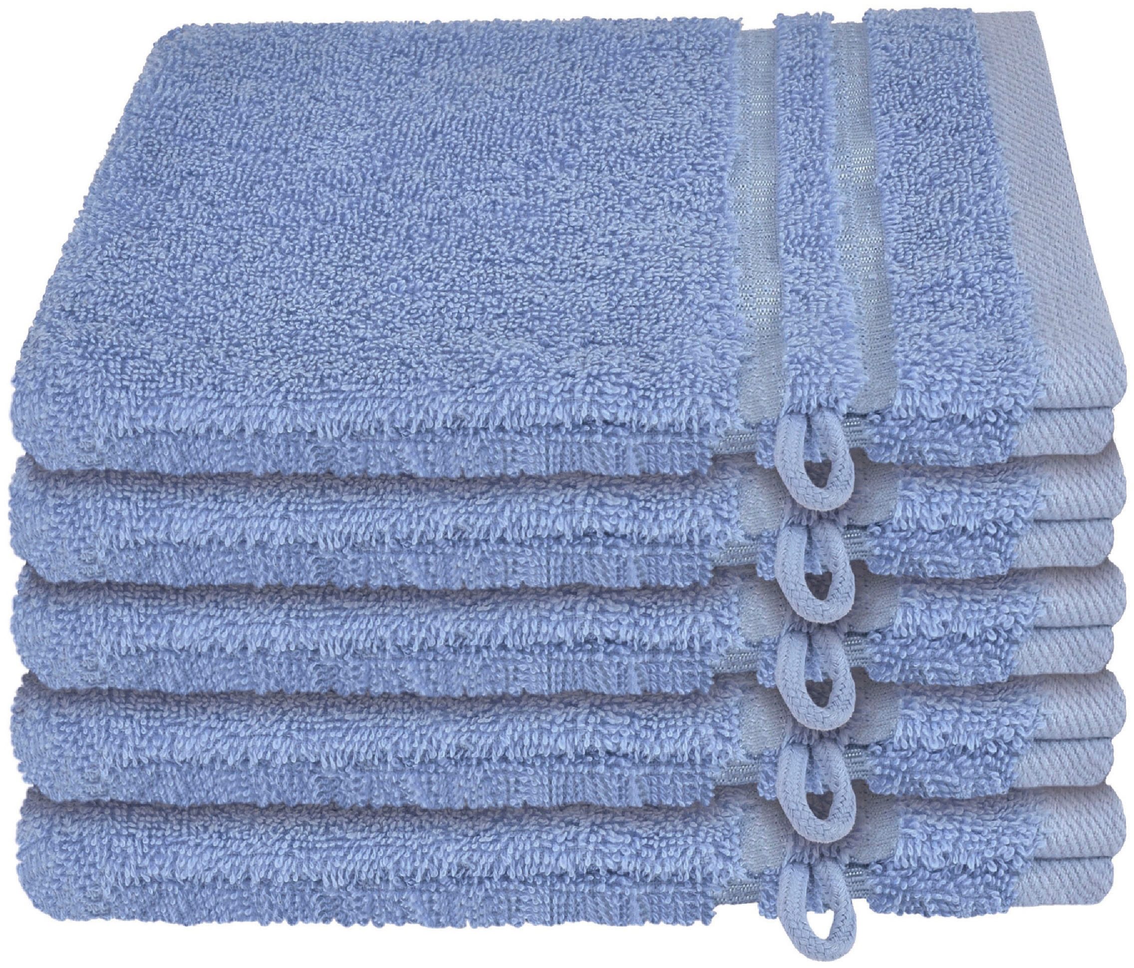 Schiesser Waschhandschuh Milano im 5er Set, (5-St), mit Webbordüre
