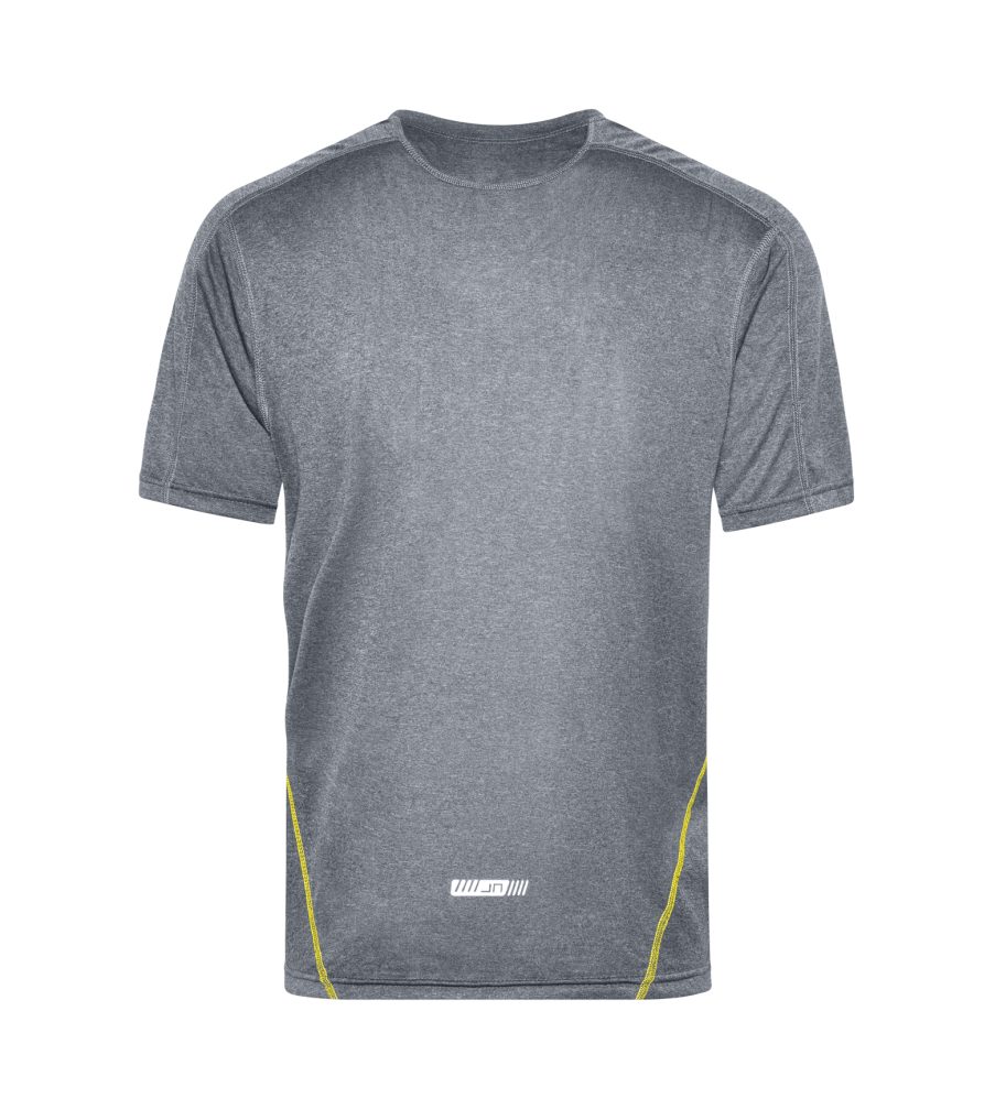 Kurzarm T-Shirt Nicholson Feuchtigkeitsregulierend Atmungsaktiv & Laufshirt Herren Running Doppelpack James (Doppelpack, und 2er-Pack) grey-melange/lemon JN472 Laufshirt